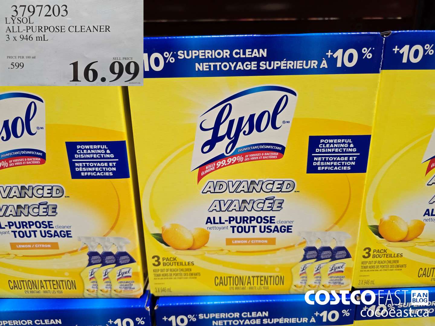 3797203 LYSOL ALL-PURPOSE CLEANER 3 x 946 mL $16.99