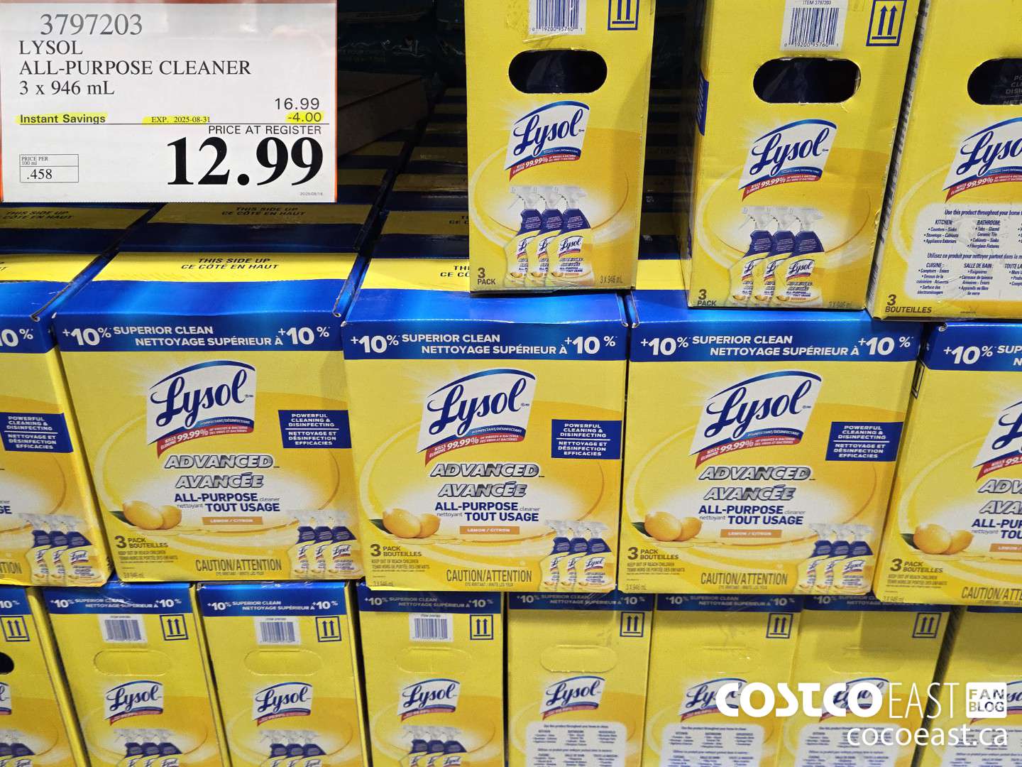 3797203 LYSOL ALL-PURPOSE CLEANER 3 x 946 mL ($4.00 INSTANT SAVINGS EXPIRES ON 2025-08-31) $12.99
