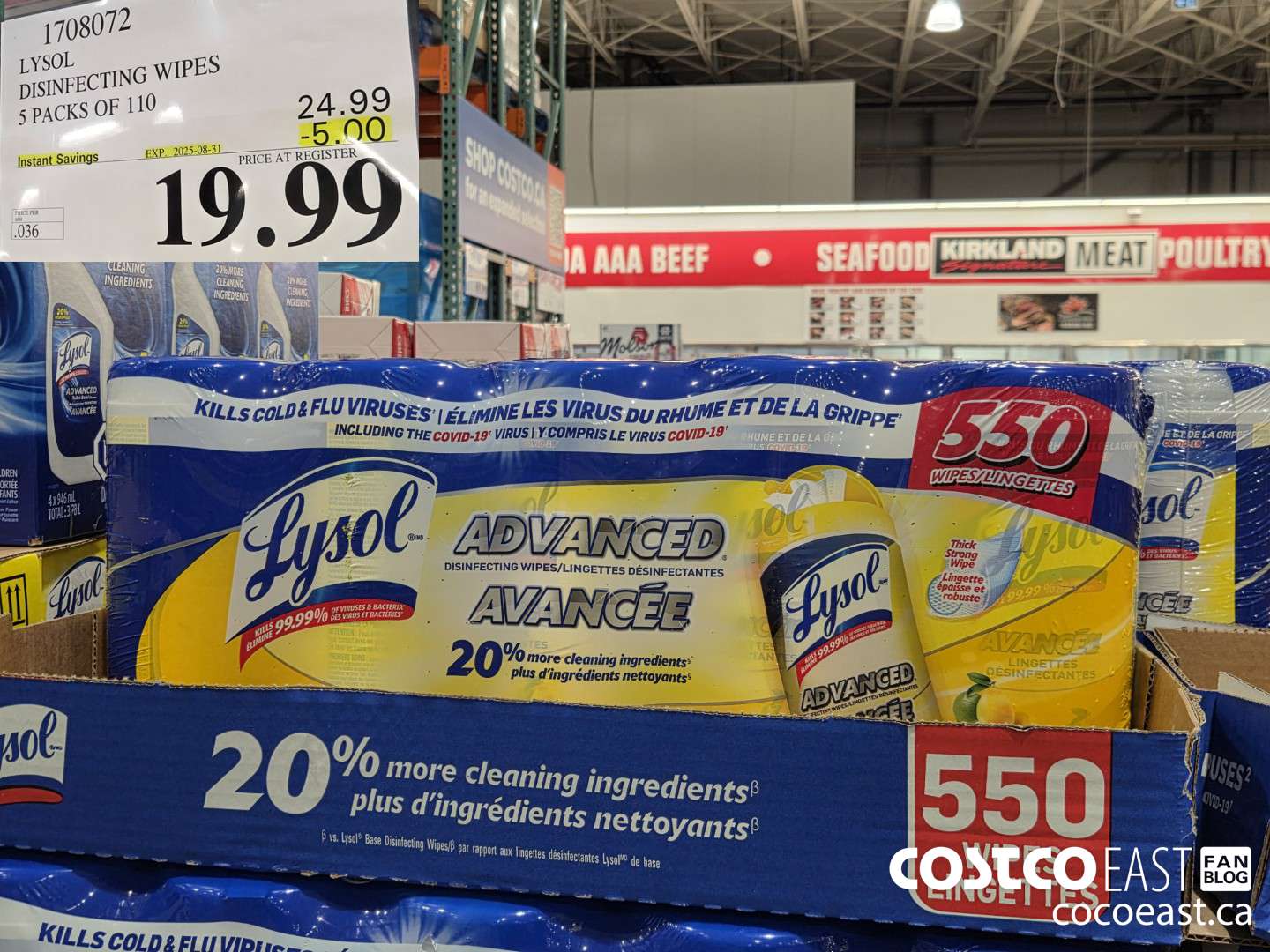 1708072 LYSOL DISINFECTING WIPES 5 PACKS OF 110 ($5.00 INSTANT SAVINGS EXPIRES ON 2025-08-31) $19.99