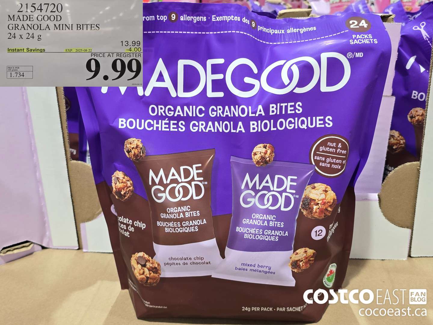 2154720 MADE GOOD GRANOLA MINIS 24x24G ($4.00 INSTANT SAVINGS EXPIRES ON 2025-08-22) $9.99