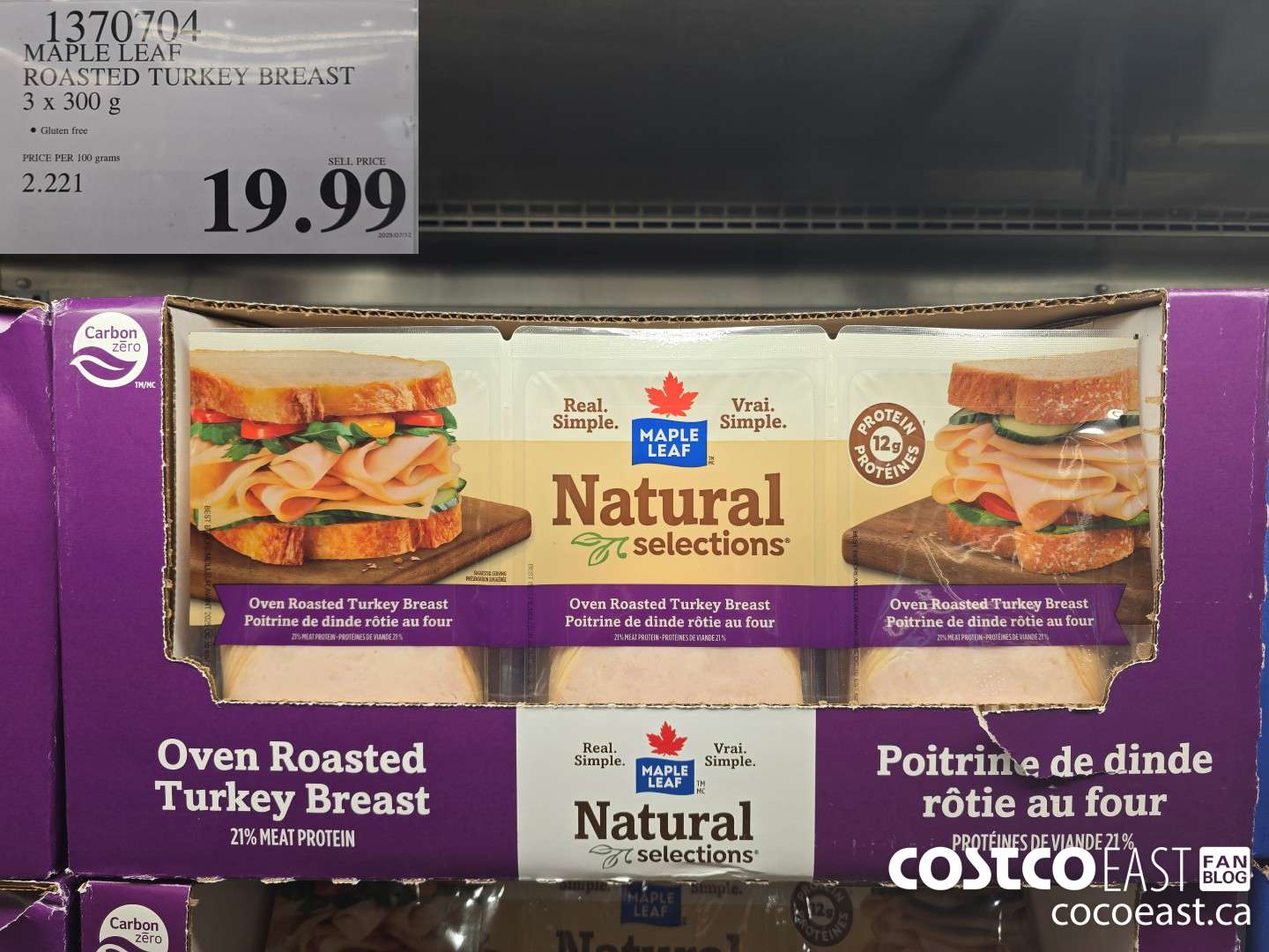 1370704 MAPLE LEAF ROASTED TURKEY BREAST 3 x 300 G $19.99