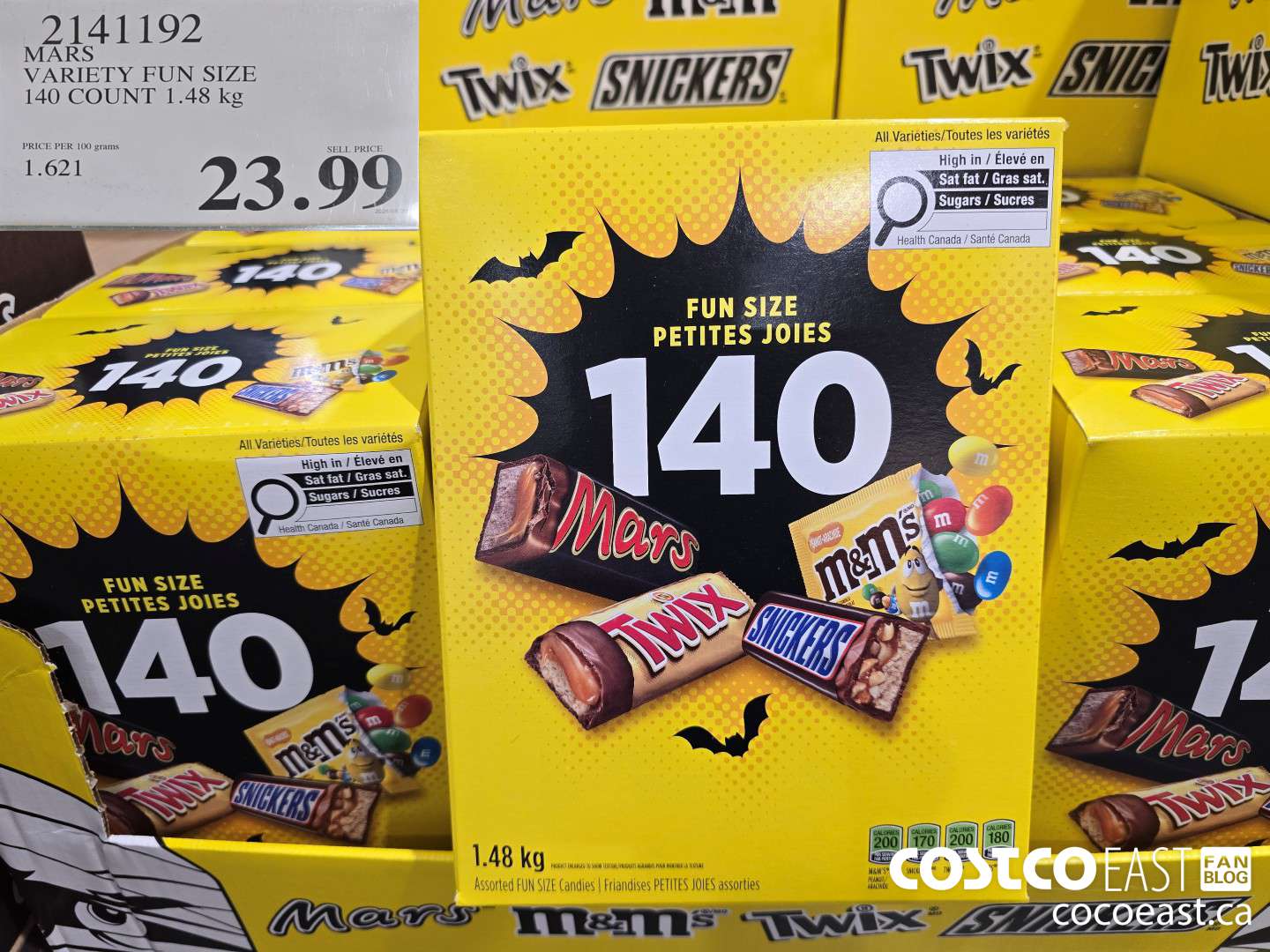 2141192 MARS VARIETY FUN SIZE 140 COUNT 1.48 kg $23.99