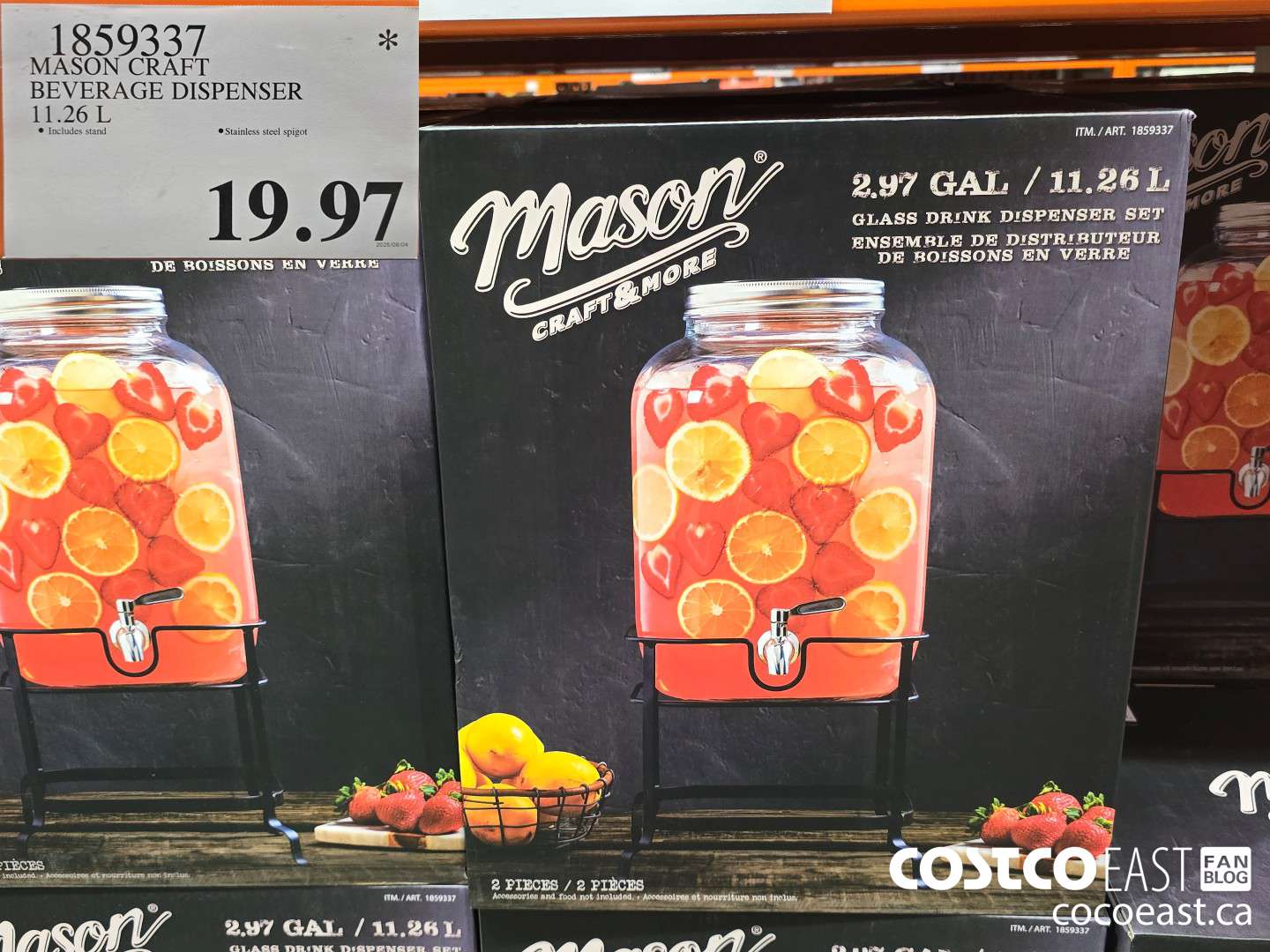 1859337 MASON CRAFT BEVERAGE DISPENSER 11.26 L $19.97