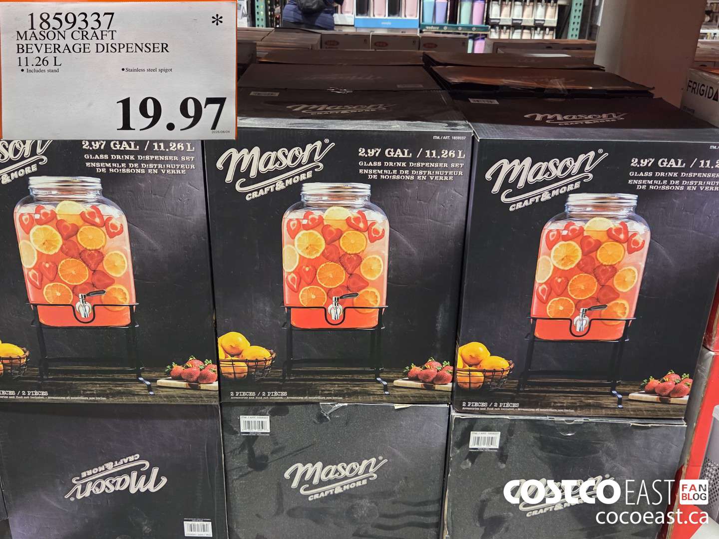 1859337 MASON CRAFT BEVERAGE DISPENSER 11.26 L $19.97