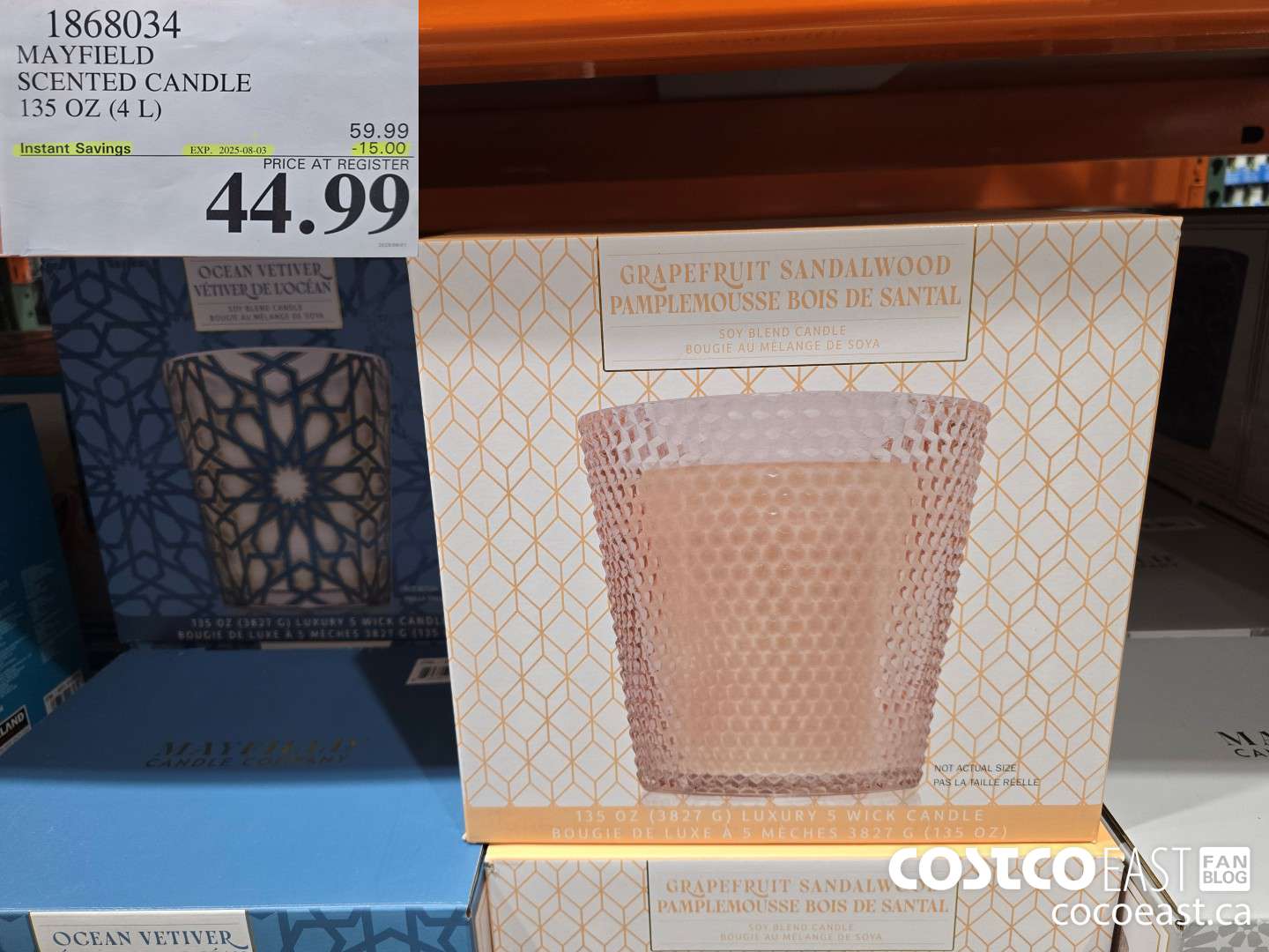 1868034 MAYFIELD SCENTED CANDLE 135 OZ (4L) ($15.00 INSTANT SAVINGS EXPIRES ON 2025-08-03) $44.99