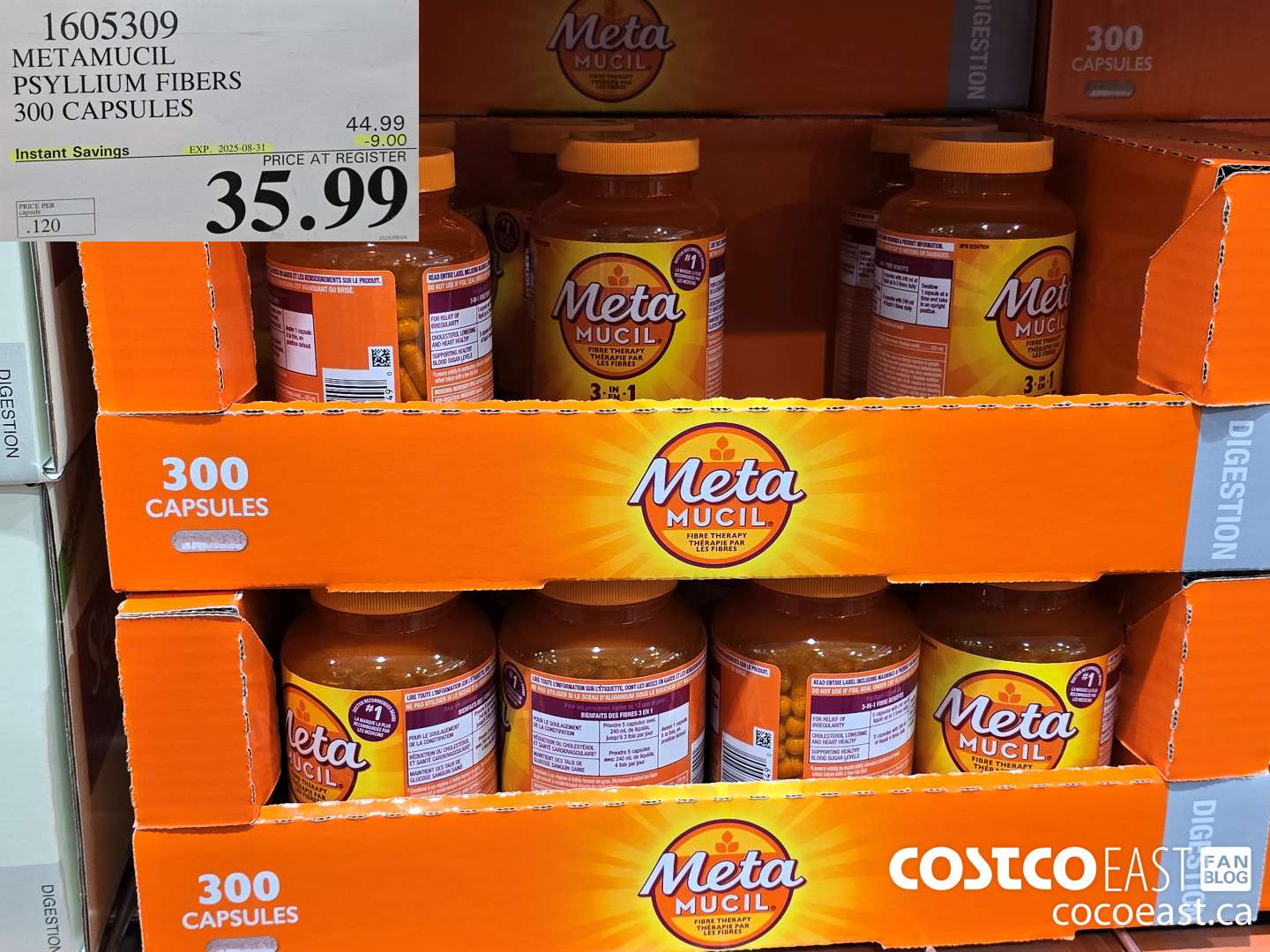 1605309 METAMUCIL PSYLLIUM FIBRES 300 CAPSULES ($9.00 INSTANT SAVINGS EXPIRES ON 2025-08-31) $35.99