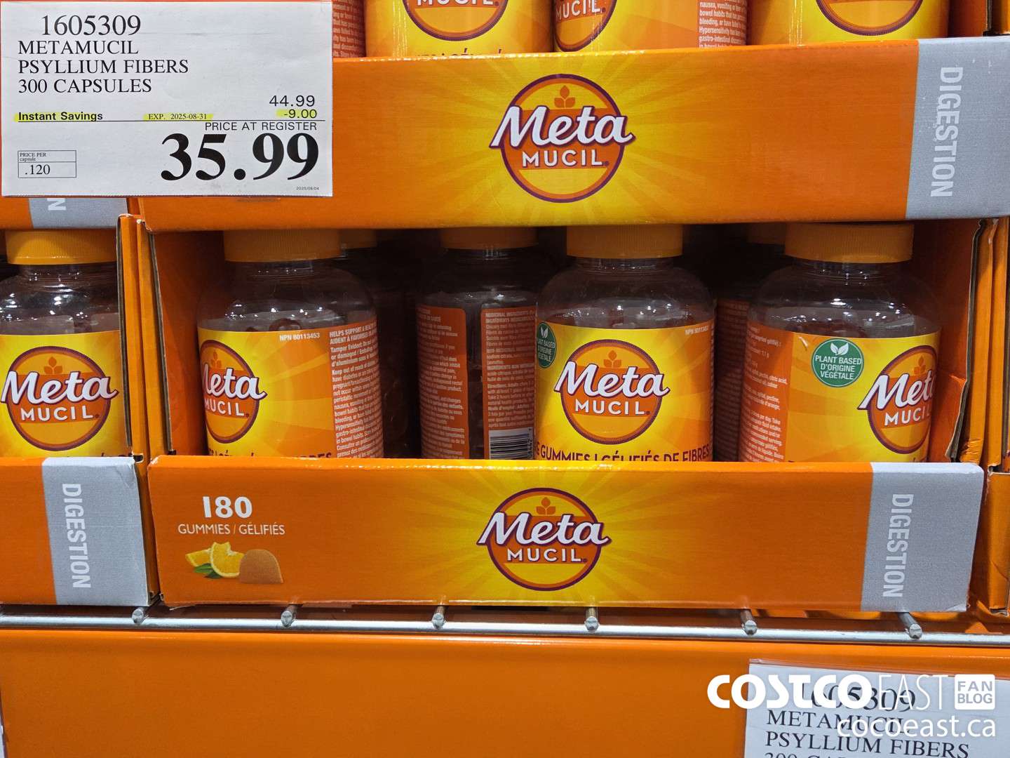 1605309 METAMUCIL PSYLLIUM FIBRES 300 CAPSULES ($9.00 INSTANT SAVINGS EXPIRES ON 2025-08-31) $35.99