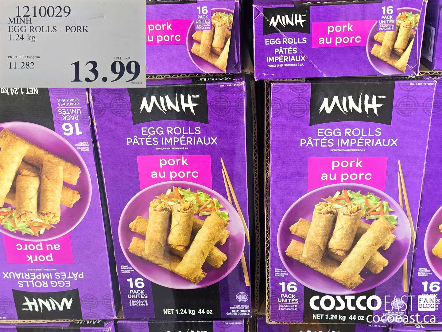 1210029 MINH EGG ROLLS - PORK 1.24 KG $13.99
