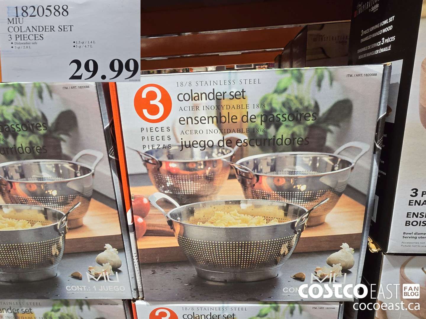 1820588 MIU COLANDER SET PACK OF 3 $29.99