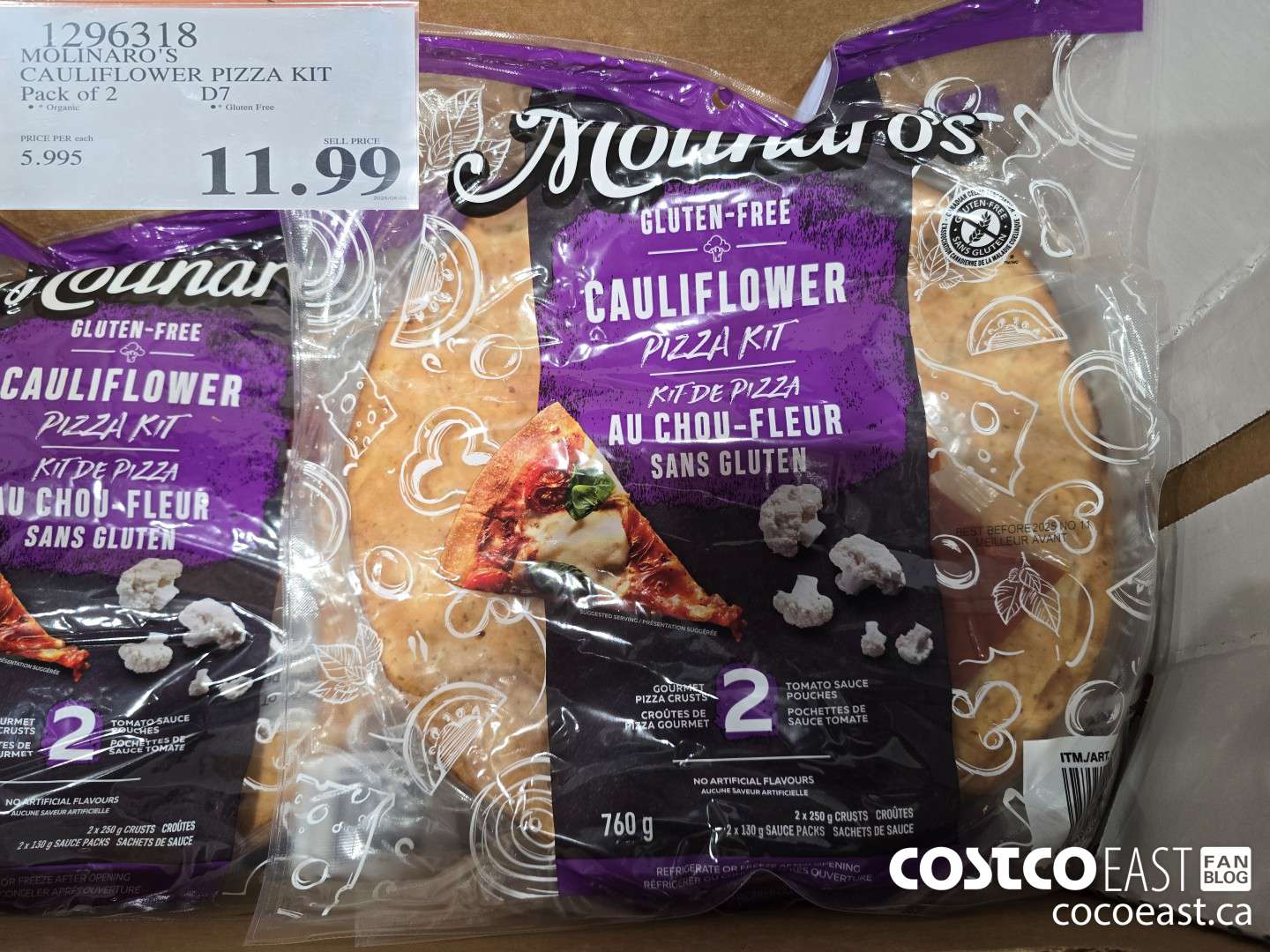 1296318 MOLINARO'S CAULIFLOWER PIZZA KIT PACK OF 2 $11.99