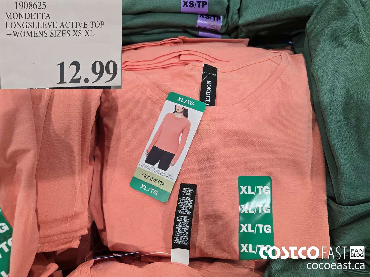 1908625 MONDETTA LONGSLEEVE ACTIVE TOP + WOMENS SIZES XS-XL $12.99