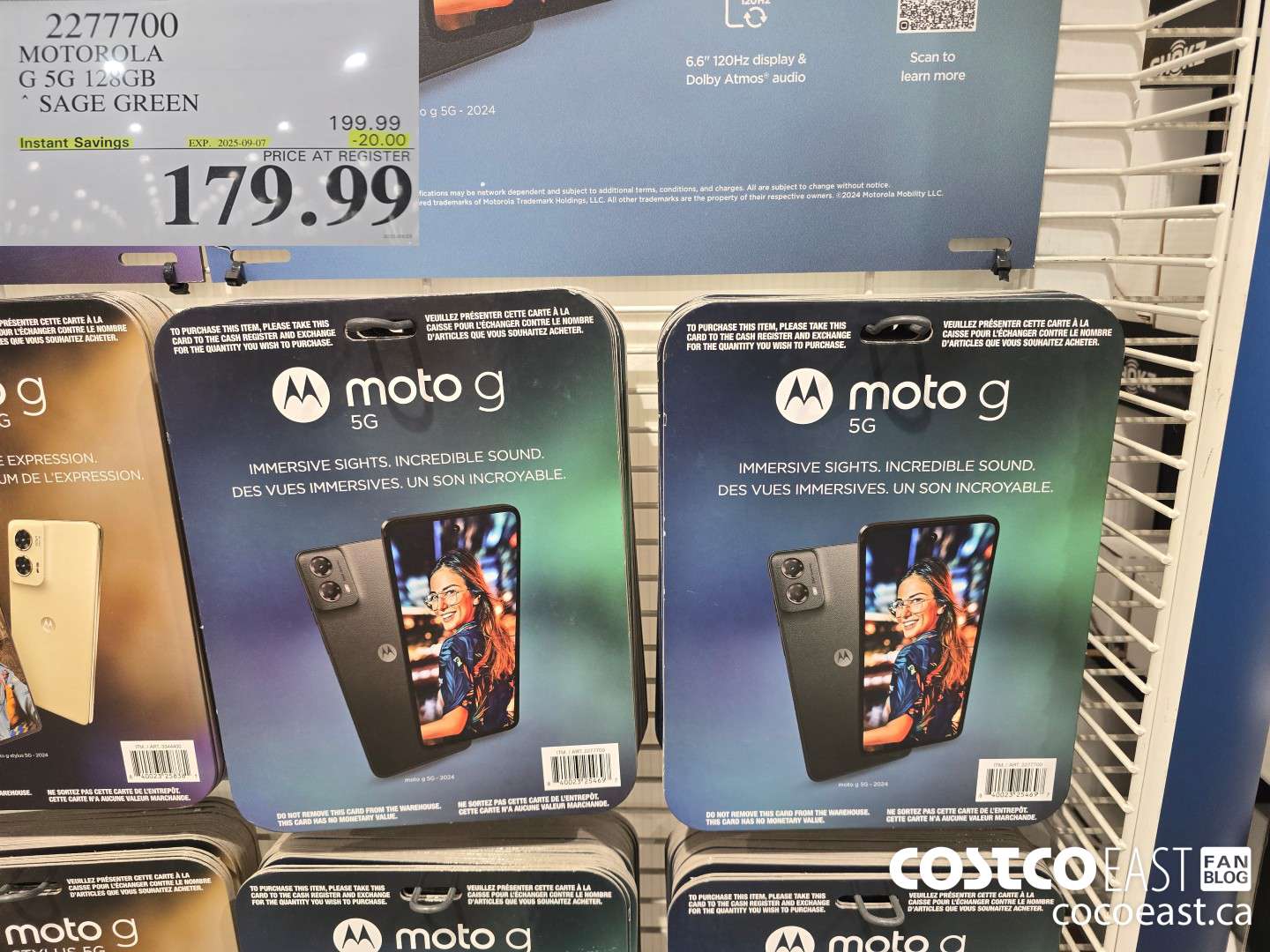 2277700 MOTOROLA G 5G 128GB SAGE GREEN ($20.00 INSTANT SAVINGS EXPIRES ON 2025-09-07) $179.99