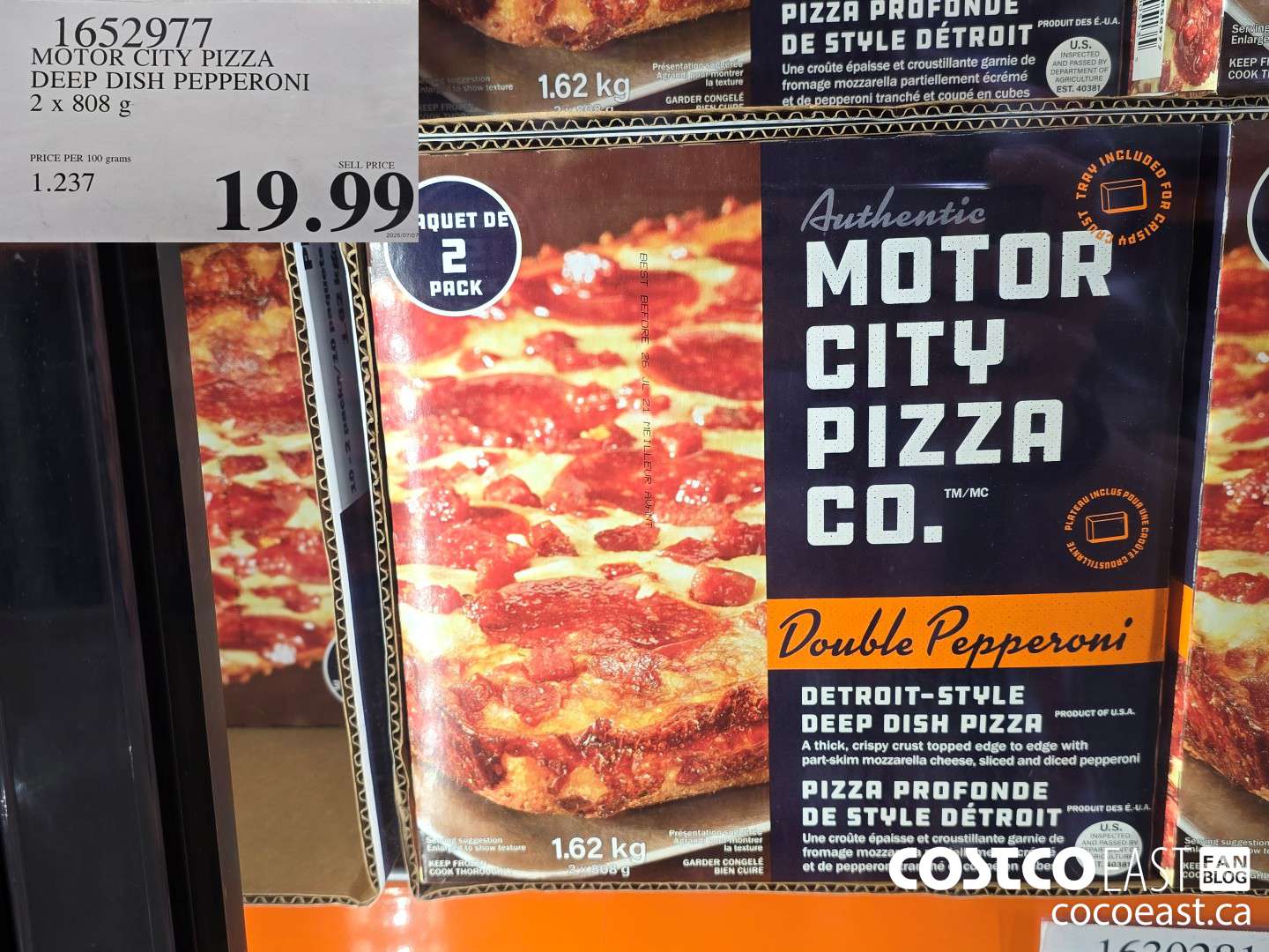1652977 MOTOR CITY PIZZA DEEP DISH PEPPERONI 2 X 808G $19.99