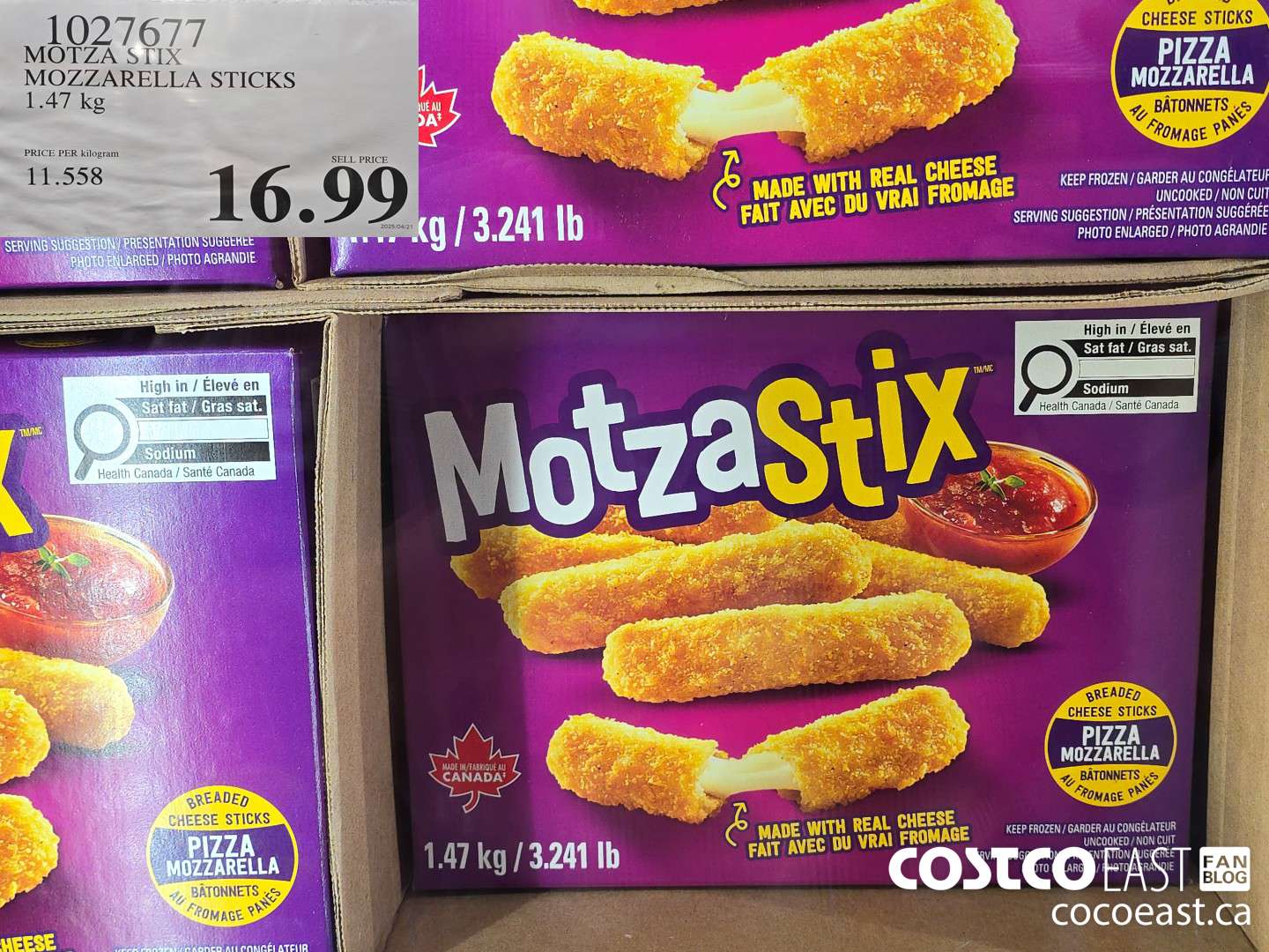 1027677 MOTZA STIX MOZZARELLA STICKS 1.47 KG  $16.99