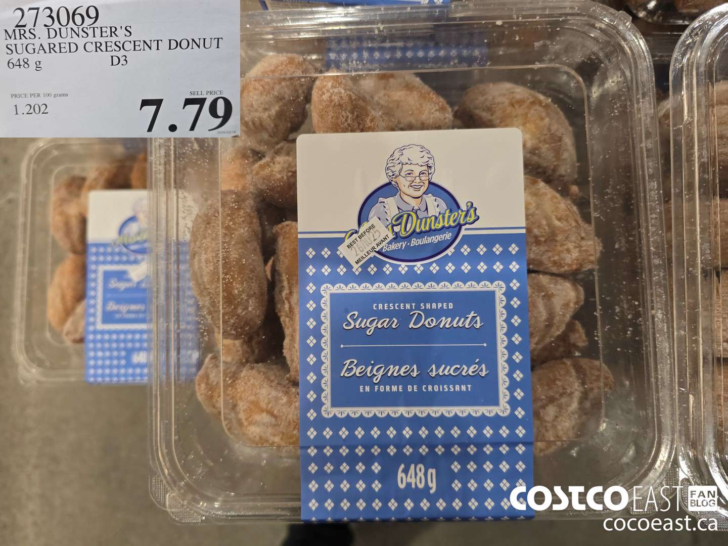 273069 MRS. DUNSTER'S SUGARED CRESCENT DONUT 648 G $7.79