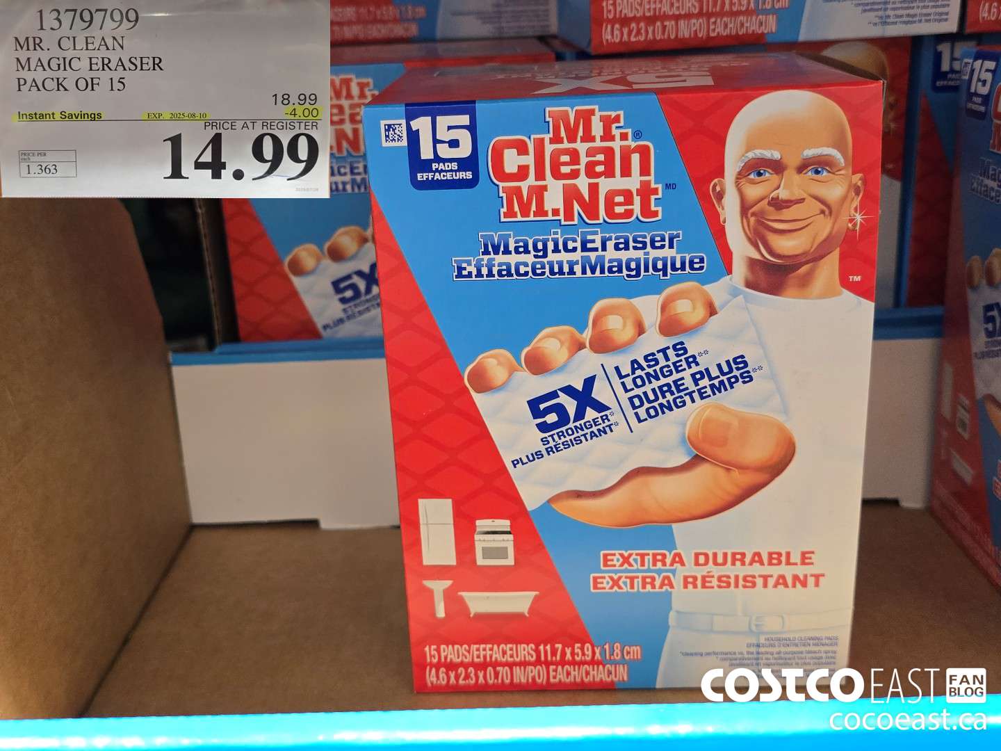 1379799 MR. CLEAN MAGIC ERASER PACK OF 15 ($4.00 INSTANT SAVINGS EXPIRES ON 2025-08-10) $14.99