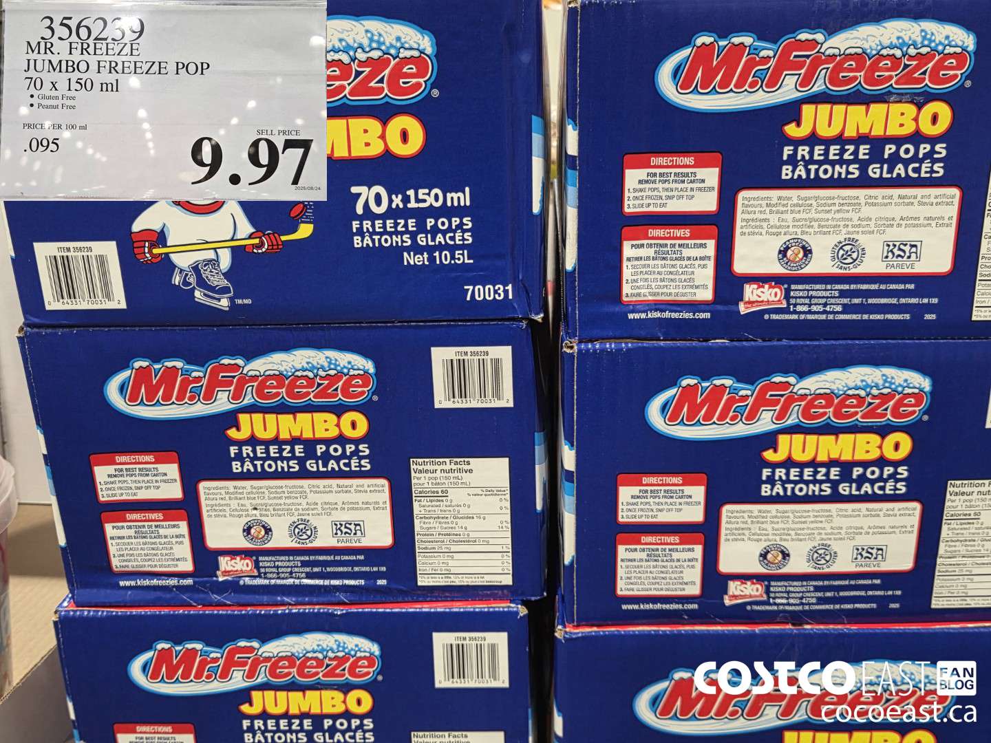 356239 MR. FREEZE JUMBO FREEZE POPS 70 x 150 mL ($5.00 INSTANT SAVINGS) $9.97