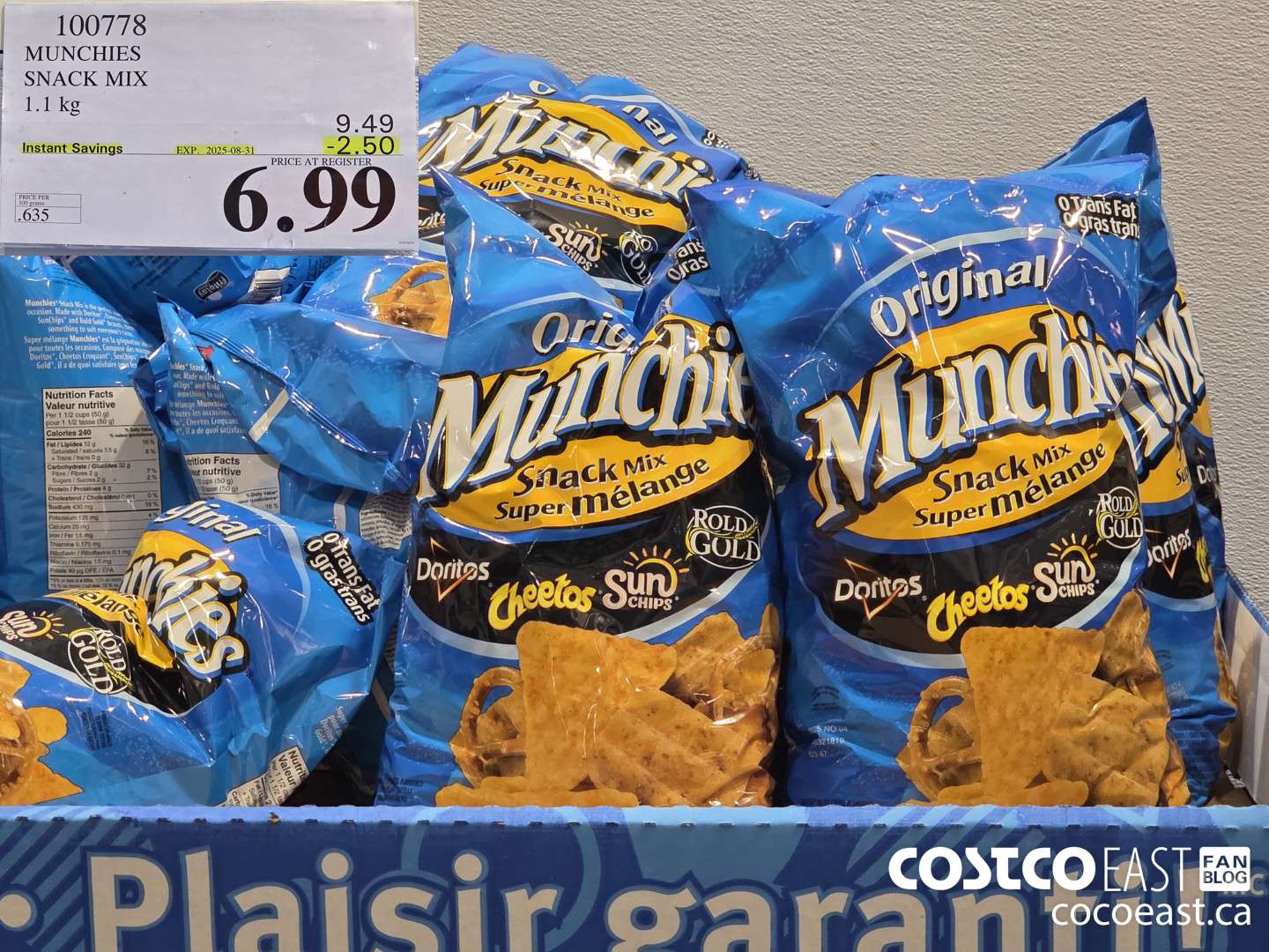 100778 MUNCHIES SNACK MIX 1.1 KG ($2.50 INSTANT SAVINGS EXPIRES ON 2025-08-03) $6.99