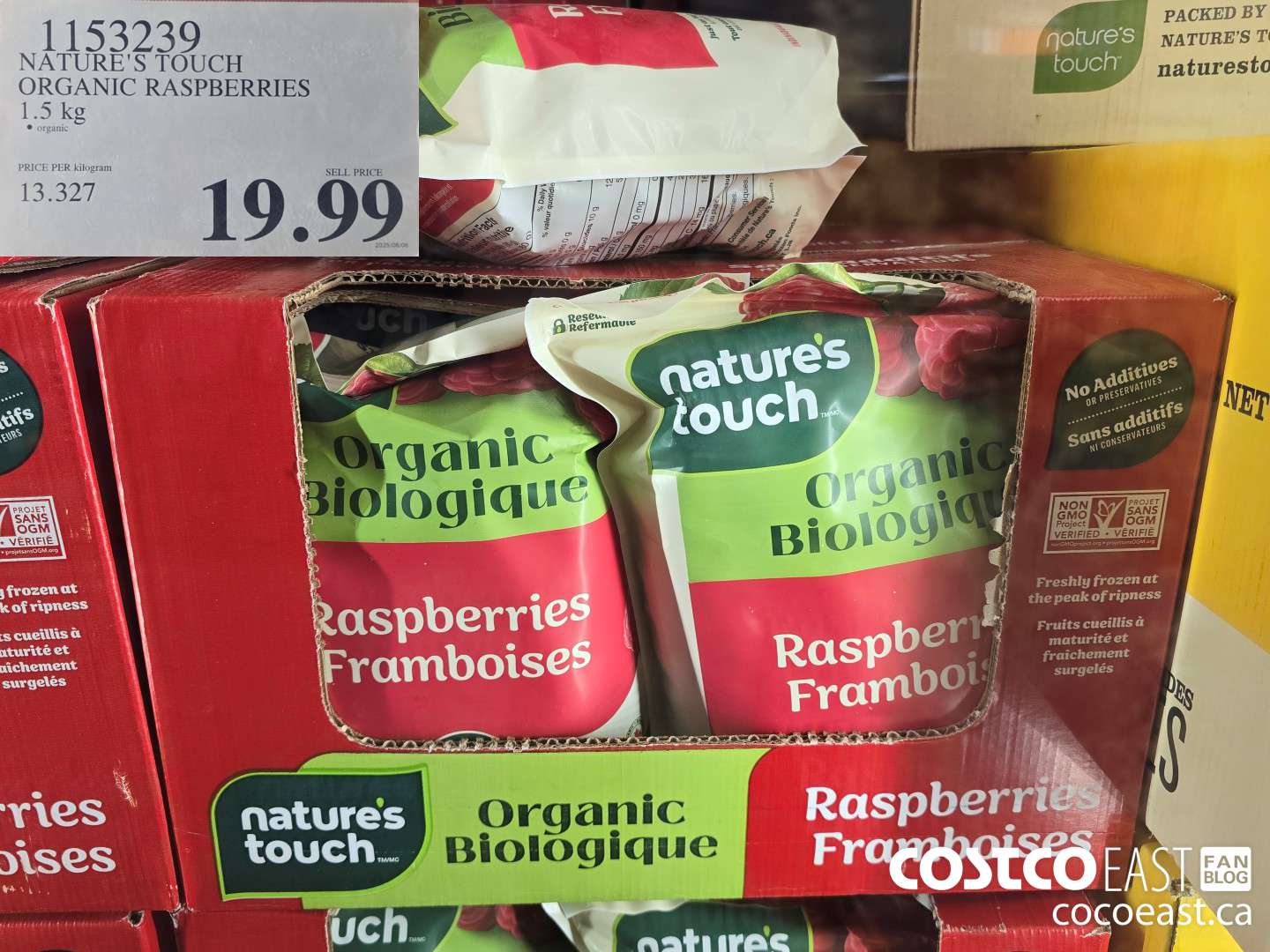 1153239 NATURE'S TOUCH ORGANIC RASPBERRIES 1.5 KG $19.99