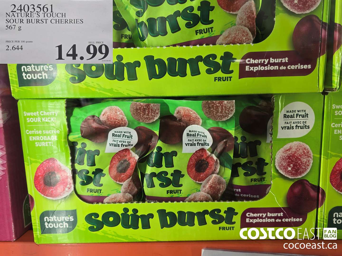 2403561 NATURE'S TOUCH SOUR BURST CHERRIES 567 g $14.99