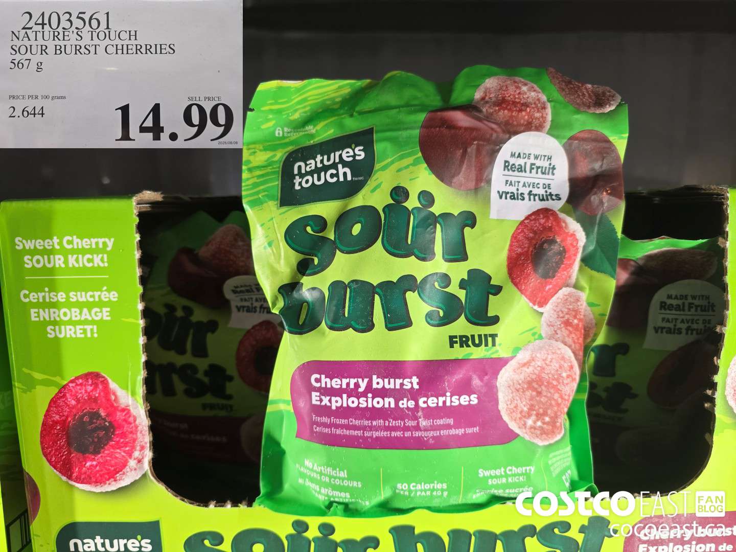 2403561 NATURE'S TOUCH SOUR BURST CHERRIES 567 g $14.99