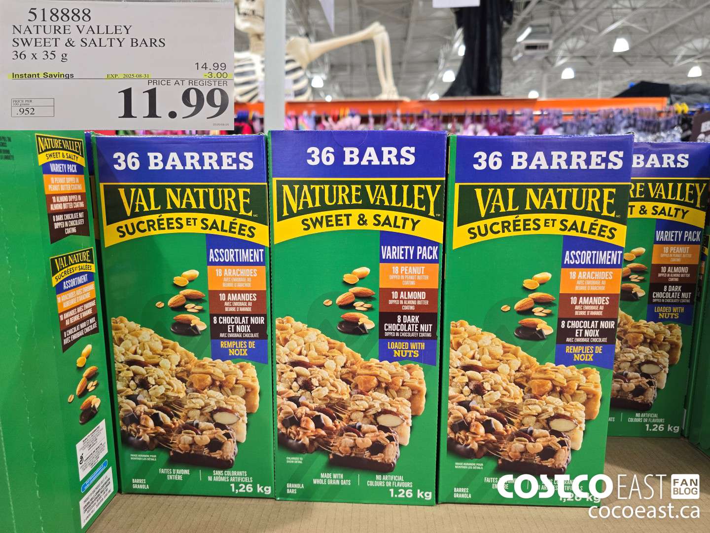 518888 NATURE VALLEY SWEET & SALTY BARS 36 X 35 G ($3.00 INSTANT SAVINGS EXPIRES ON 2025-08-31) $11.99