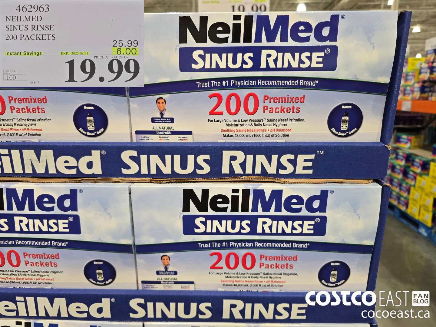 462963 NEILMED SINUS RINSE 200 PACKETS ($6.00 INSTANT SAVINGS EXPIRES ON 2025-08-31) $19.99