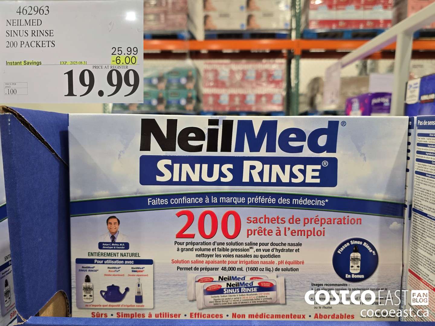 462963 NEILMED SINUS RINSE 200 PACKETS ($6.00 INSTANT SAVINGS EXPIRES ON 2025-08-31) $19.99