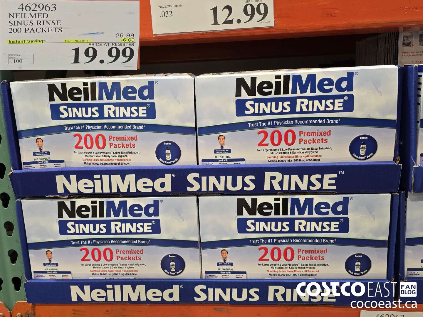 462963 NEILMED SINUS RINSE 200 PACKETS ($6.00 INSTANT SAVINGS EXPIRES ON 2025-08-31) $19.99