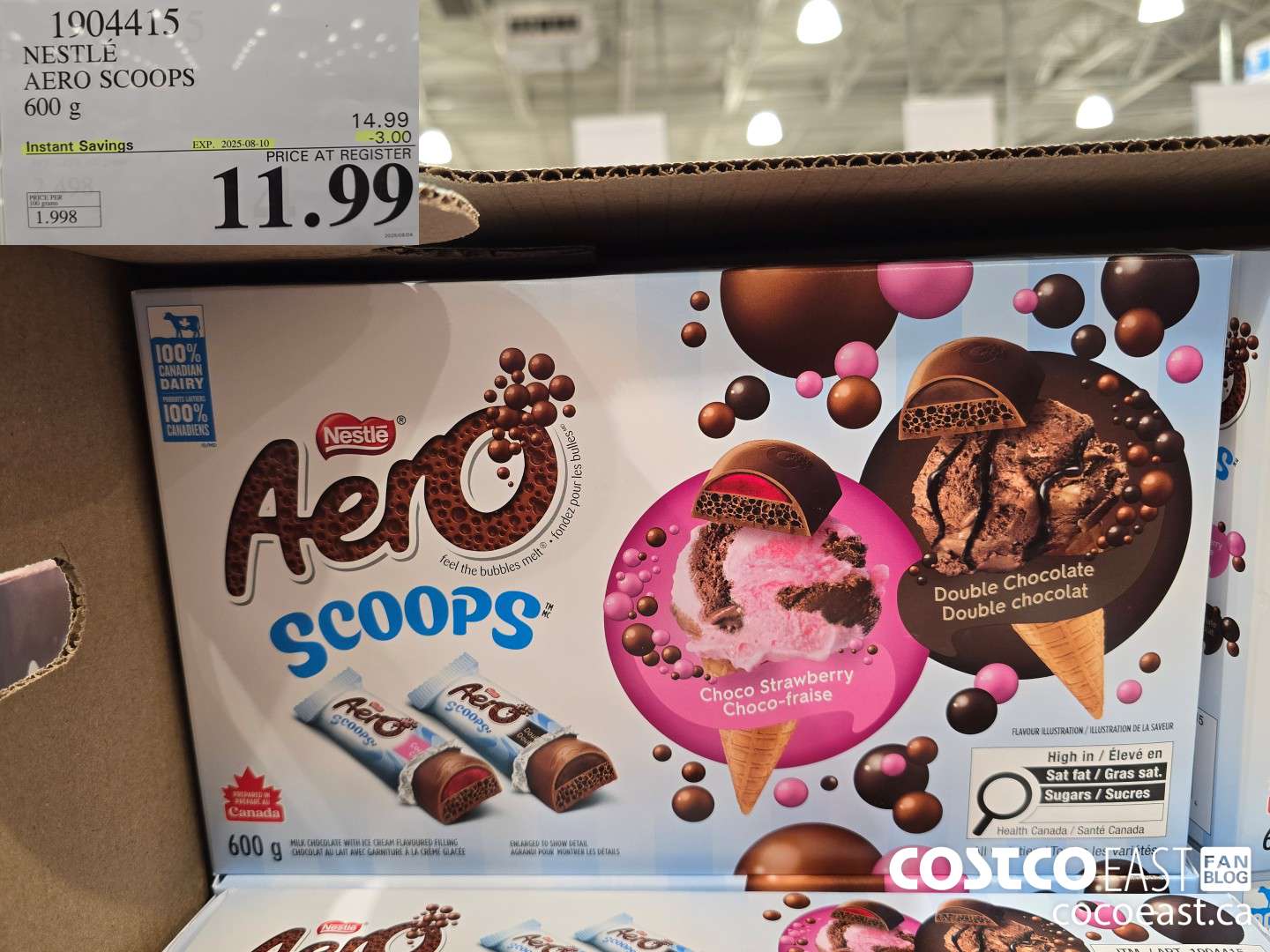 1904415 NESTLE AERO SCOOPS 600 G ($3.00 INSTANT SAVINGS EXPIRES ON 2025-08-10) $11.99