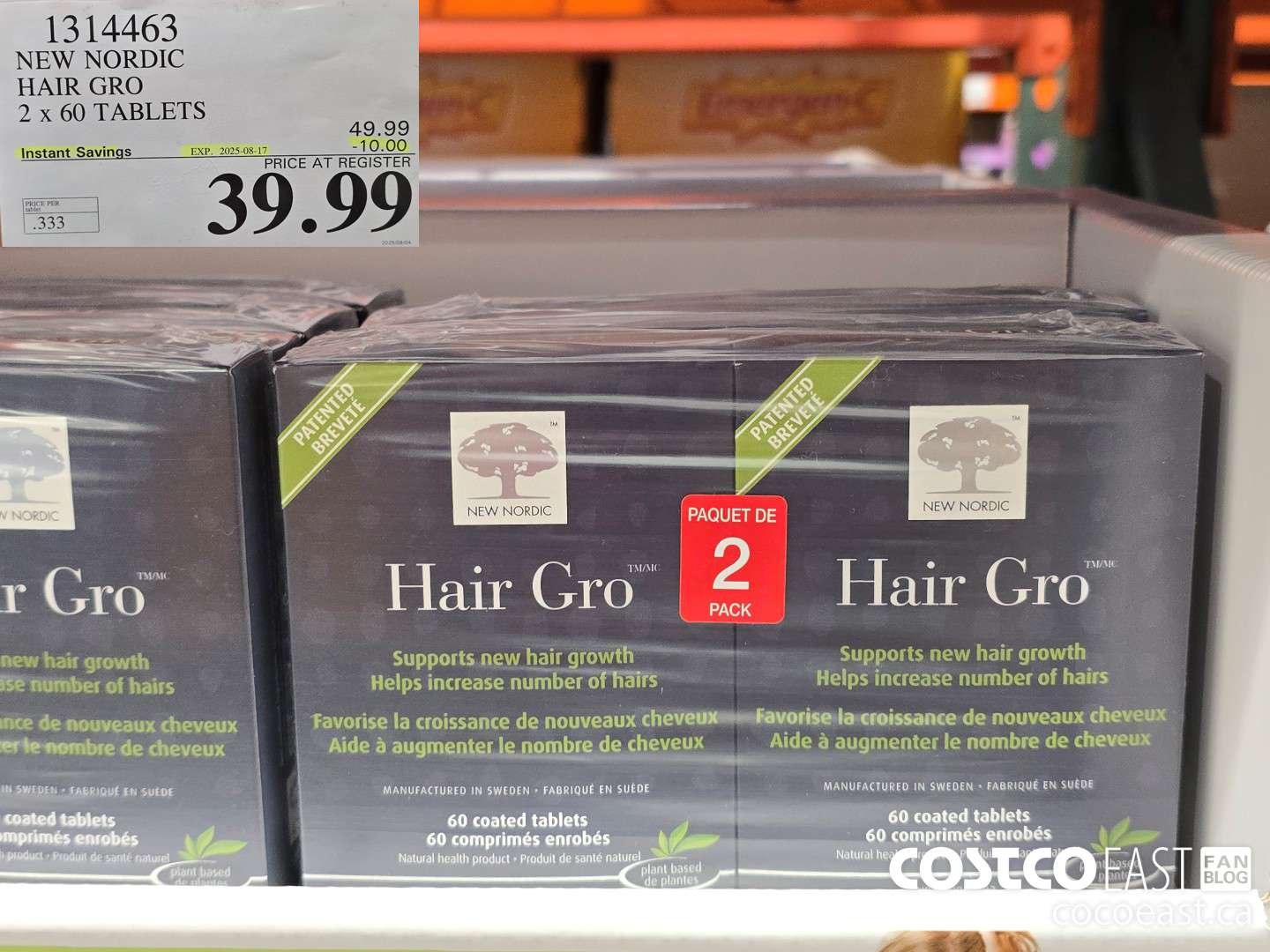 1314463 NEW NORDIC HAIR GRO 2 x 60 TABLETS ($10.00 INSTANT SAVINGS EXPIRES ON 2025-08-17) $39.99