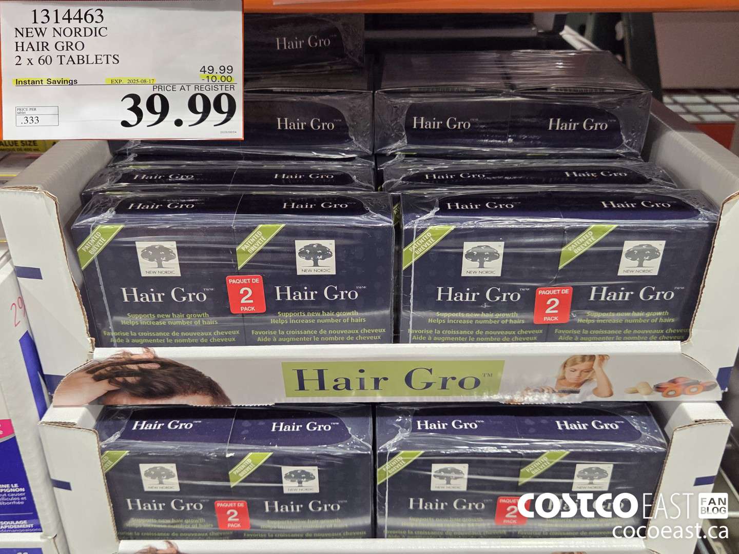 1314463 NEW NORDIC HAIR GRO 2 x 60 TABLETS ($10.00 INSTANT SAVINGS EXPIRES ON 2025-08-17) $39.99