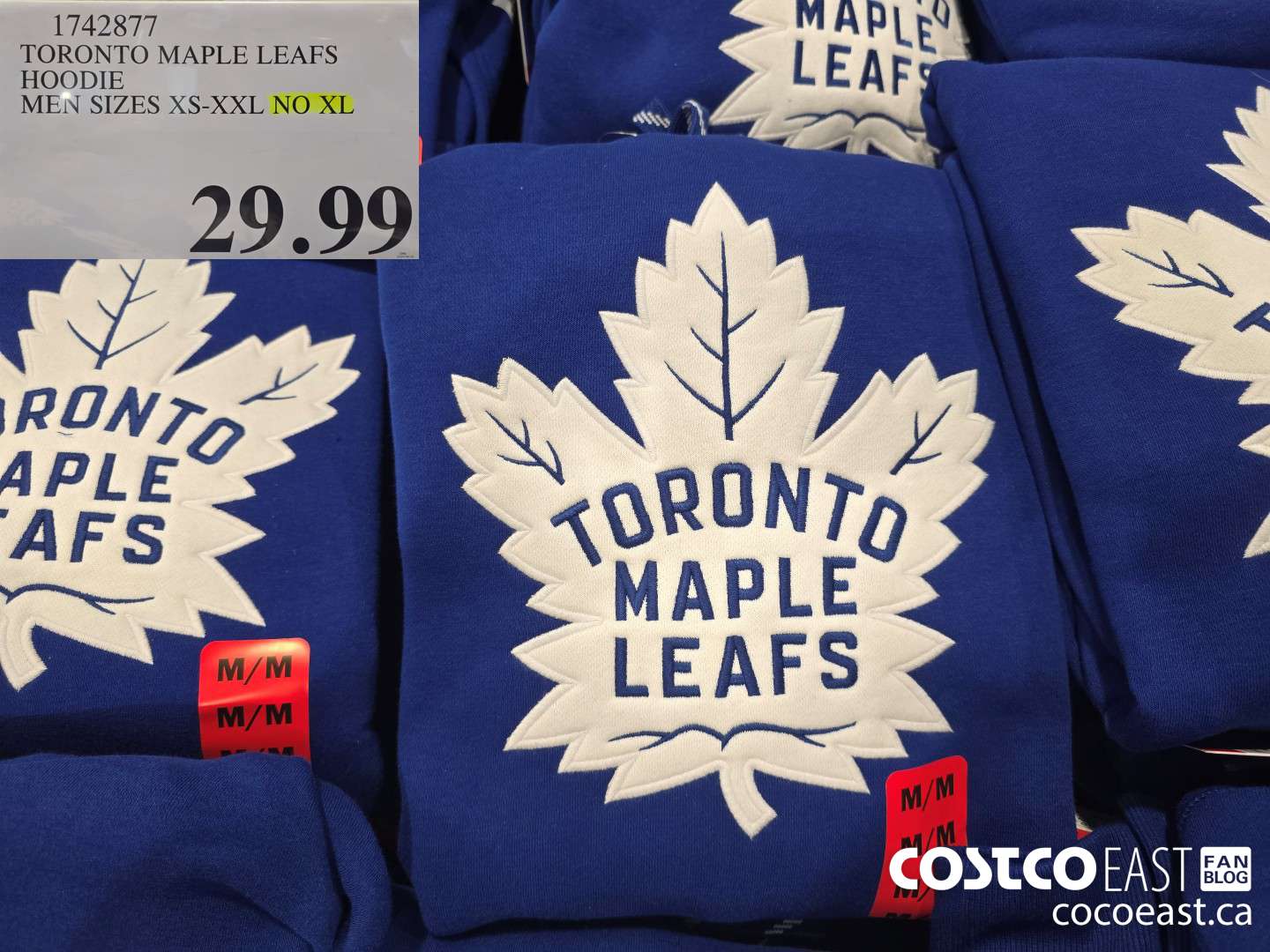 1742877 NHL MAPLE LEAFS HOODIE MENS SIZES M-XXL NO XL $29.99