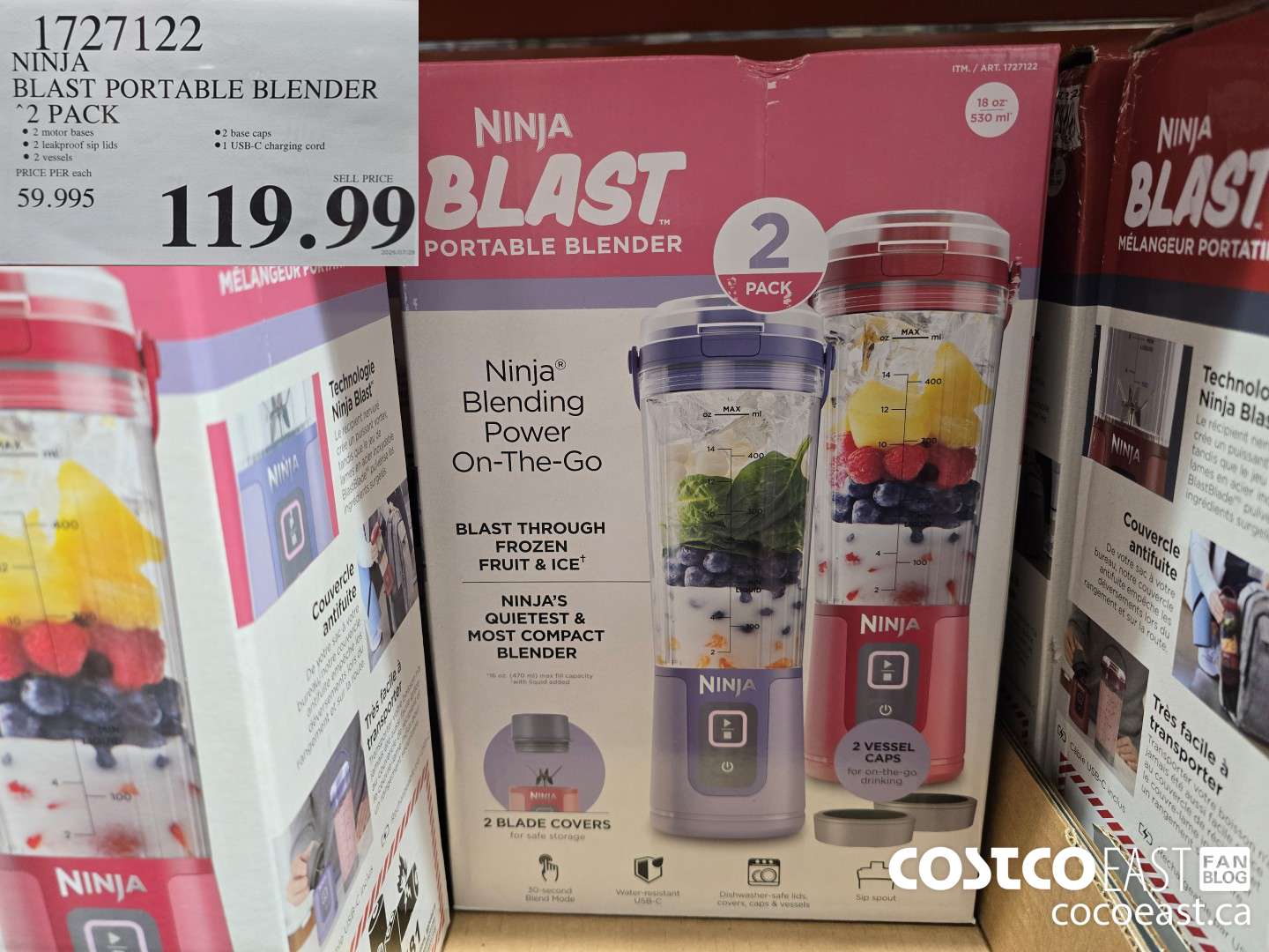 1727122 NINJA BLAST PORTABLE BLENDER 2 PACK $119.99