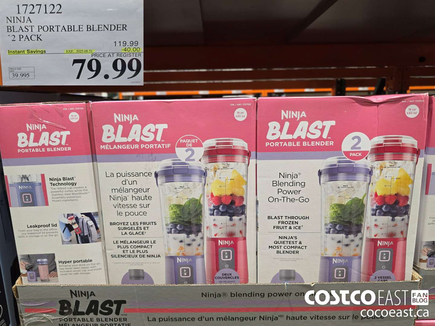 1727122 NINJA BLAST PORTABLE BLENDER 2 PACK ($40.00 INSTANT SAVINGS EXPIRES ON 2025-08-31) $79.99