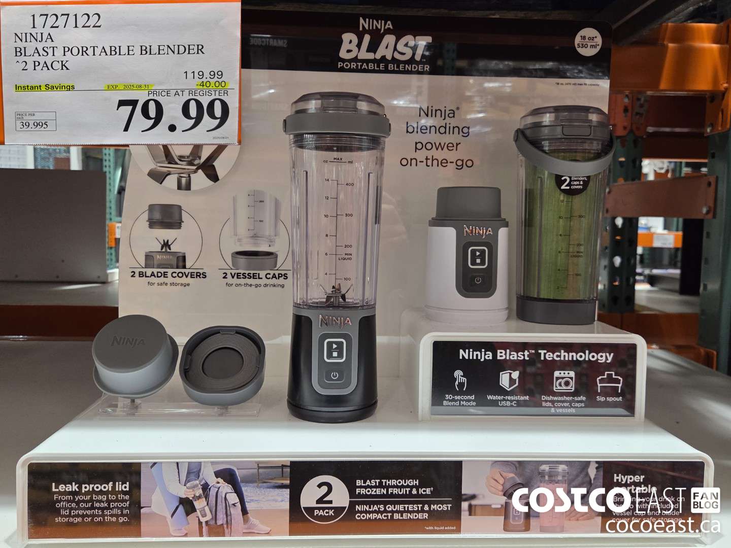 1727122 NINJA BLAST PORTABLE BLENDER 2 PACK ($40.00 INSTANT SAVINGS EXPIRES ON 2025-08-31) $79.99