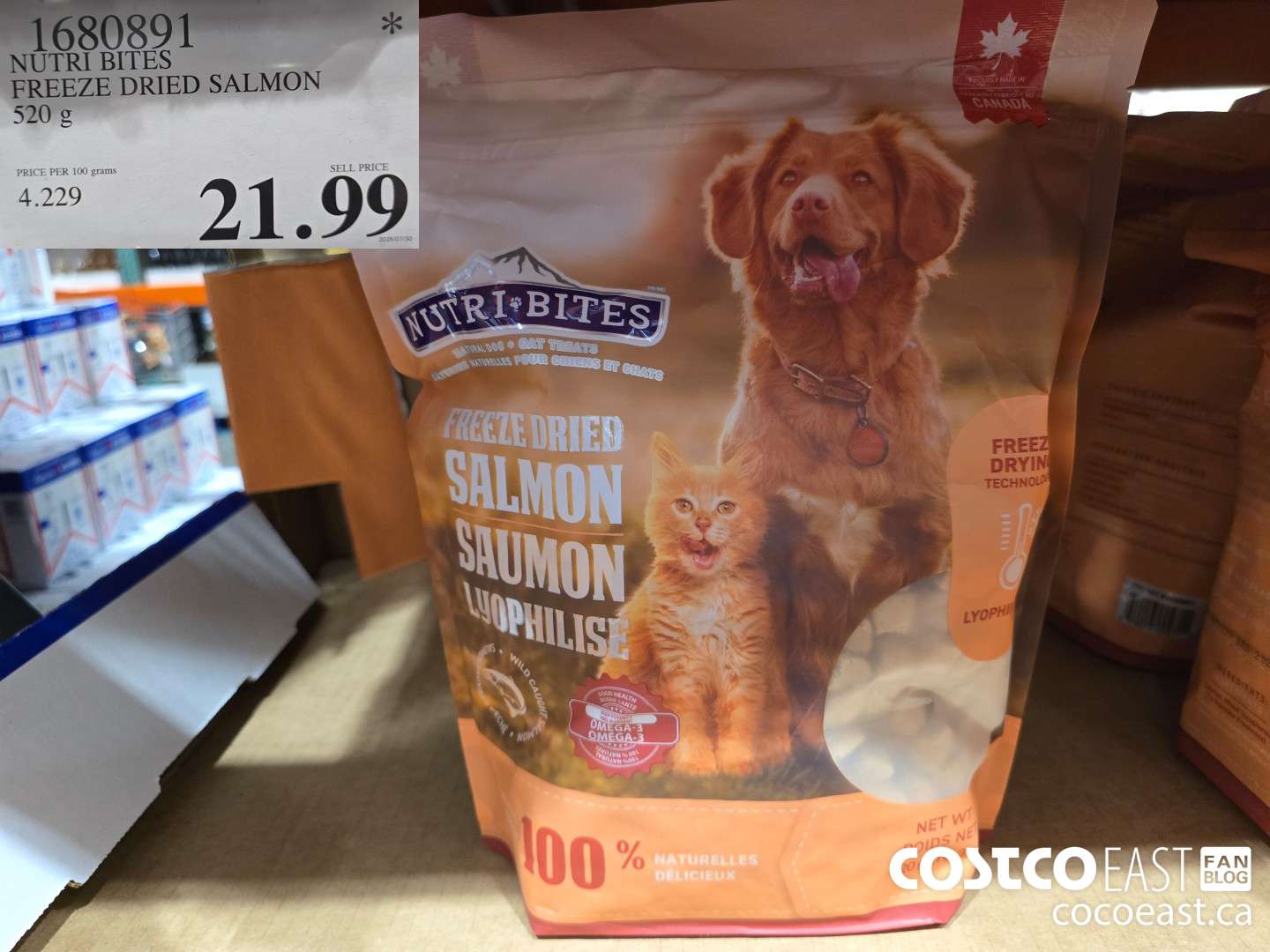 1680891 NUTRI BITES FREEZE DRIED SALMON 520 g $21.99