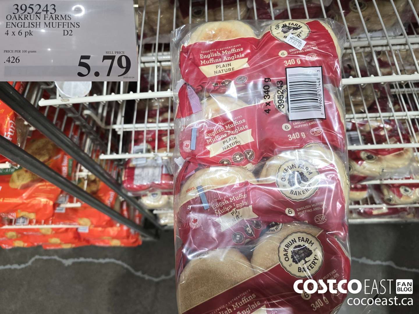 395243 OAKRUN FARMS ENGLISH MUFFINS 4 X 6 PK $5.79