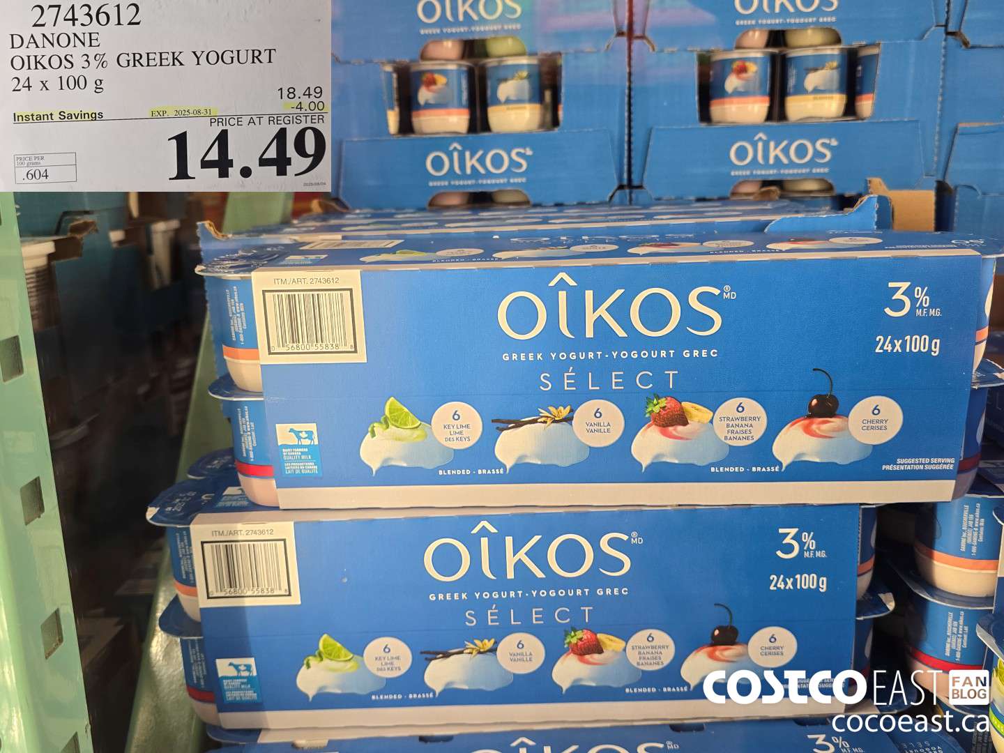 2743612 OIKOS 3% GREEK YOGURT 24 x 100g ($4.00 INSTANT SAVINGS EXPIRES ON 2025-08-31) $14.49