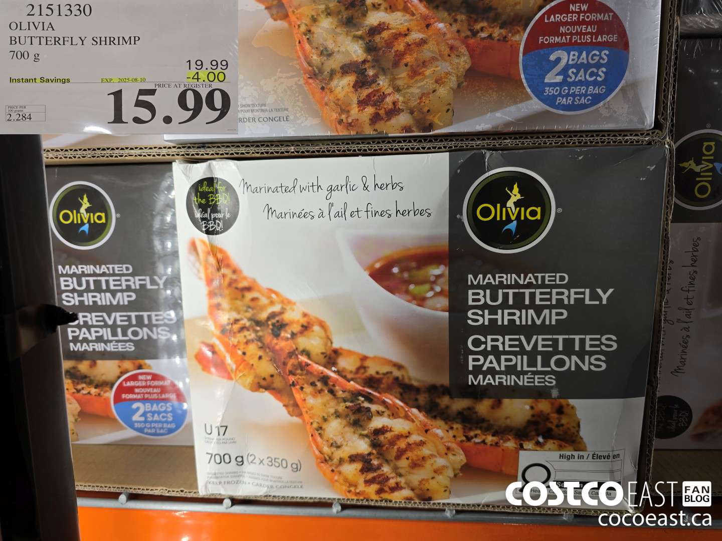 2131330 OLIVIA BUTTERFLY SHRIMP 700 G ($4.00 INSTANT SAVINGS EXPIRES ON 2025-08-10) $15.99