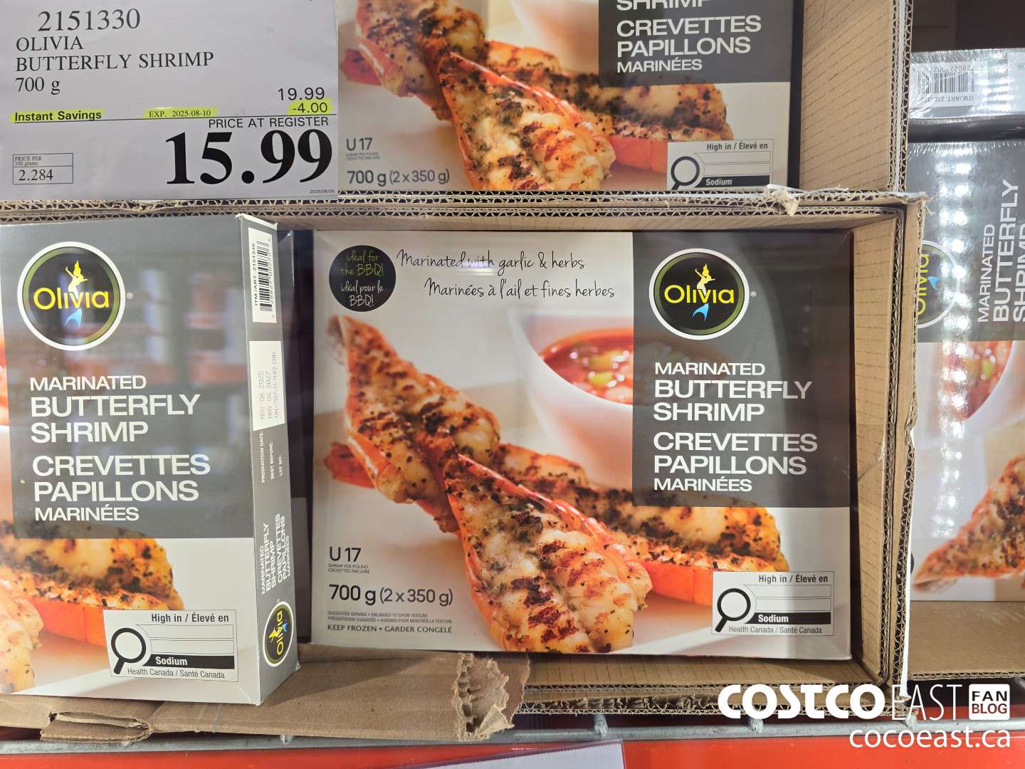 2151330 OLIVIA BUTTERFLY SHRIMP 700 G ($4.00 INSTANT SAVINGS EXPIRES ON 2025-08-10) $15.99