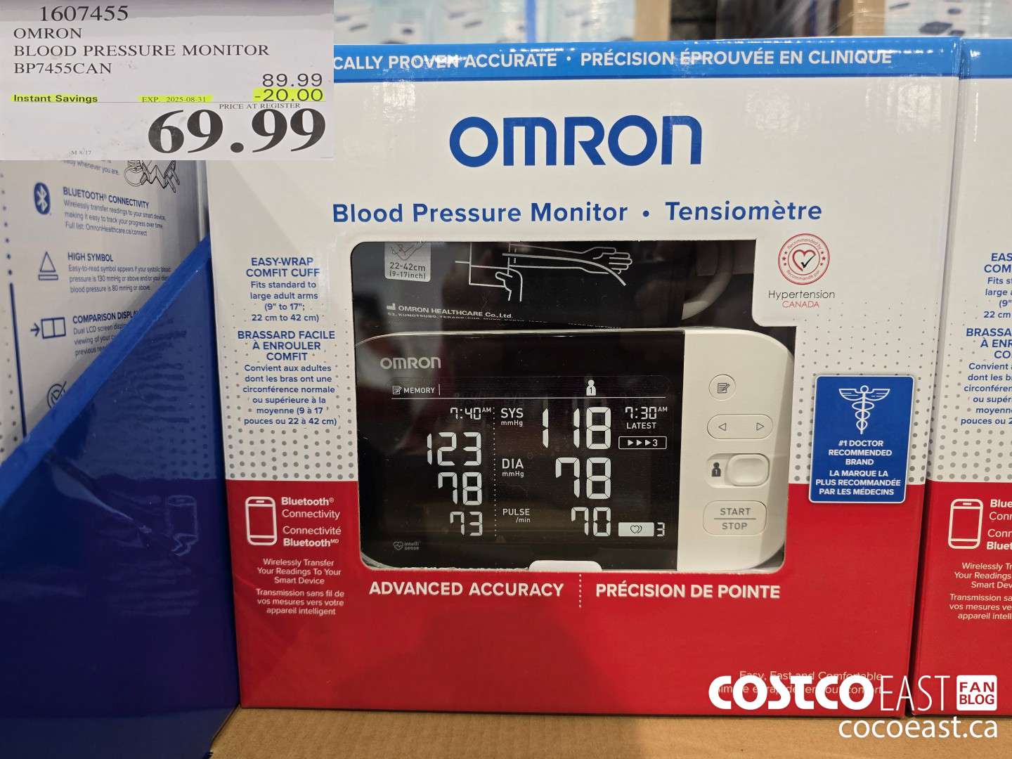 1607455 OMRON BLOOD PRESSURE MONITOR BP7455CAN ($20.00 INSTANT SAVINGS EXPIRES ON 2025-08-31) $69.99