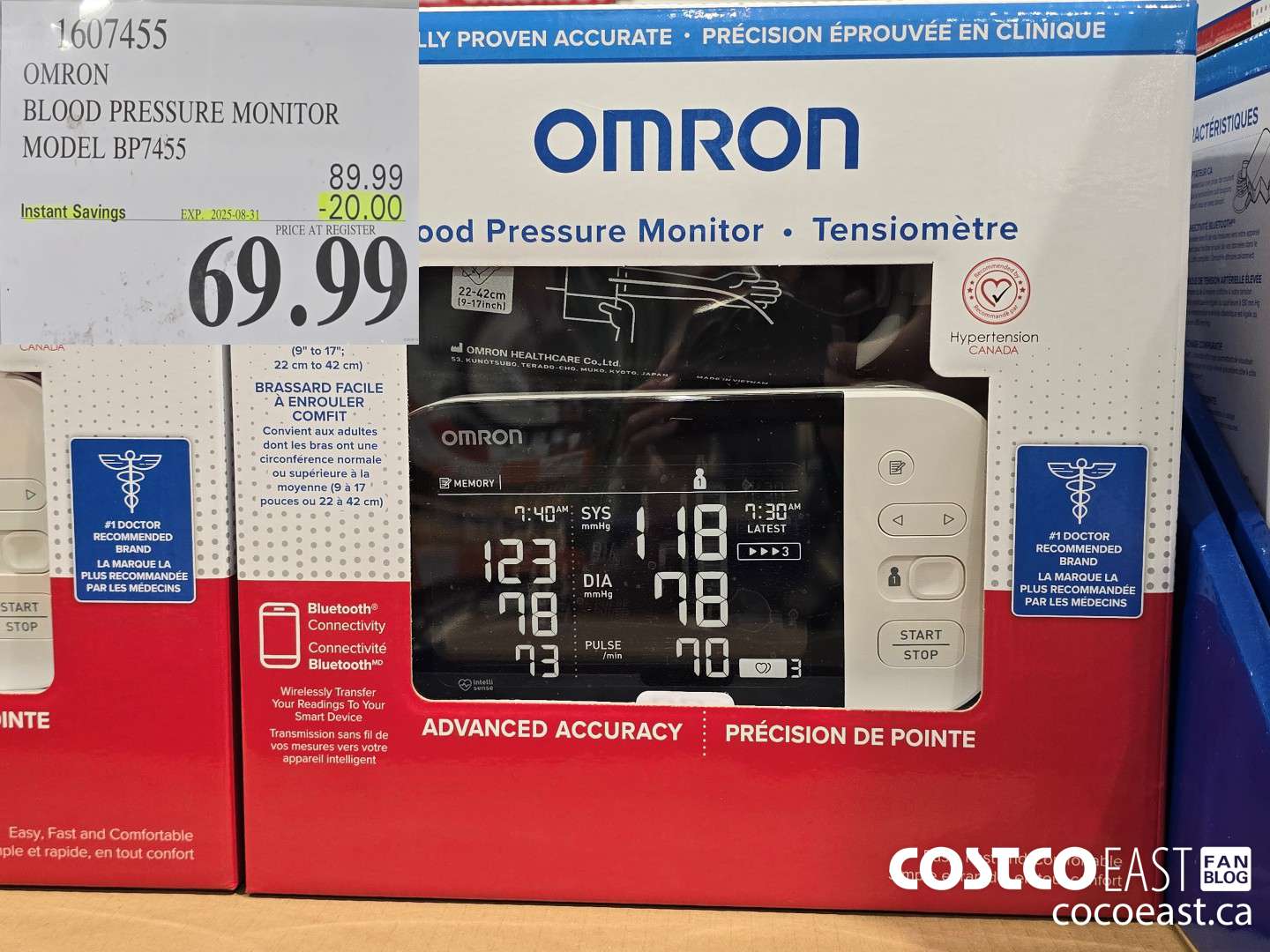 1607455 OMRON BLOOD PRESSURE MONITOR BP7455CAN ($20.00 INSTANT SAVINGS EXPIRES ON 2025-08-31) $69.99