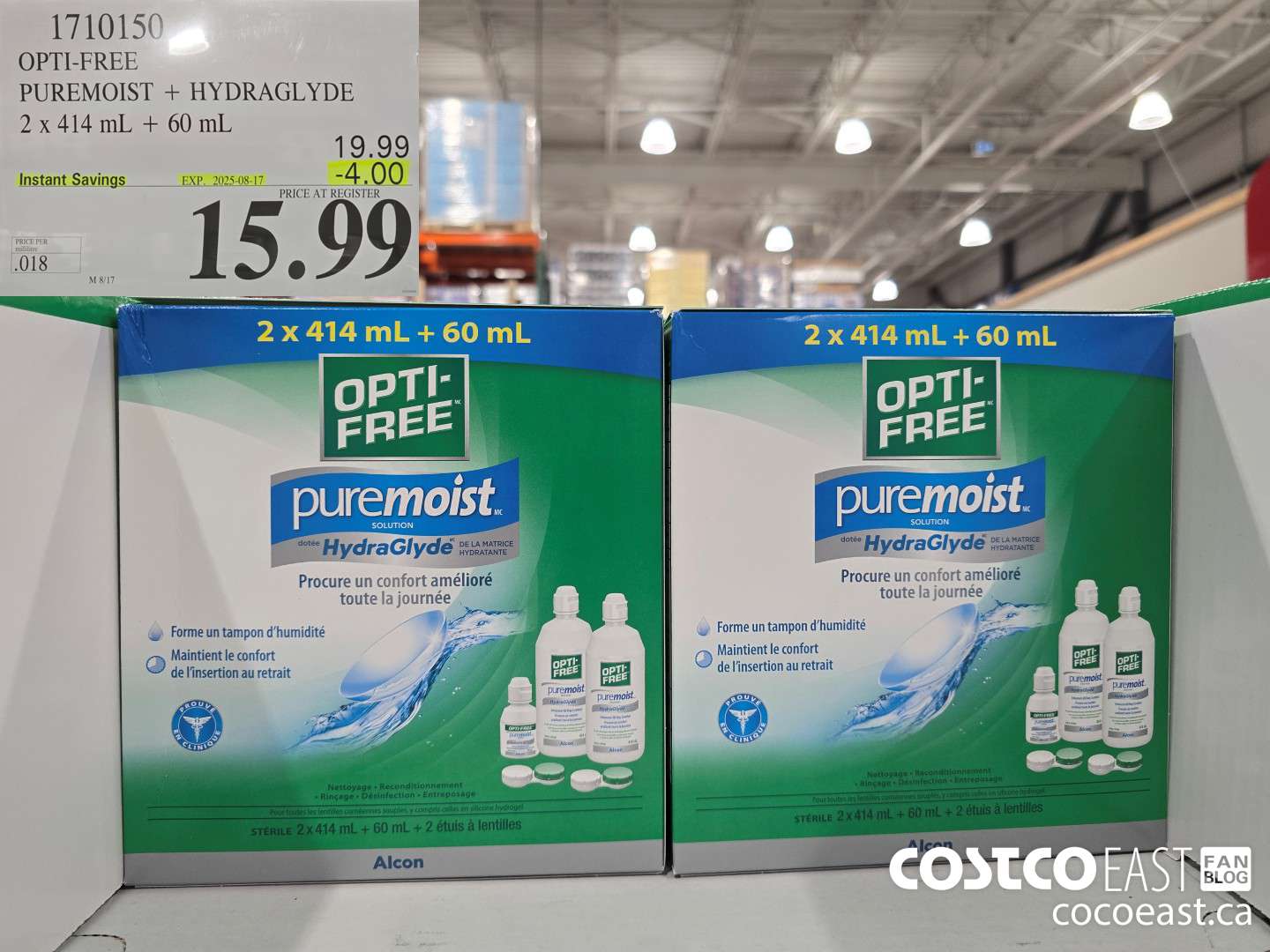 1710150 OPTI-FREE PUREMOIST + HYPERGLIDE 2 X 414 + 60 ml ($4.00 INSTANT SAVINGS EXPIRES ON 2025-08-17) $15.99