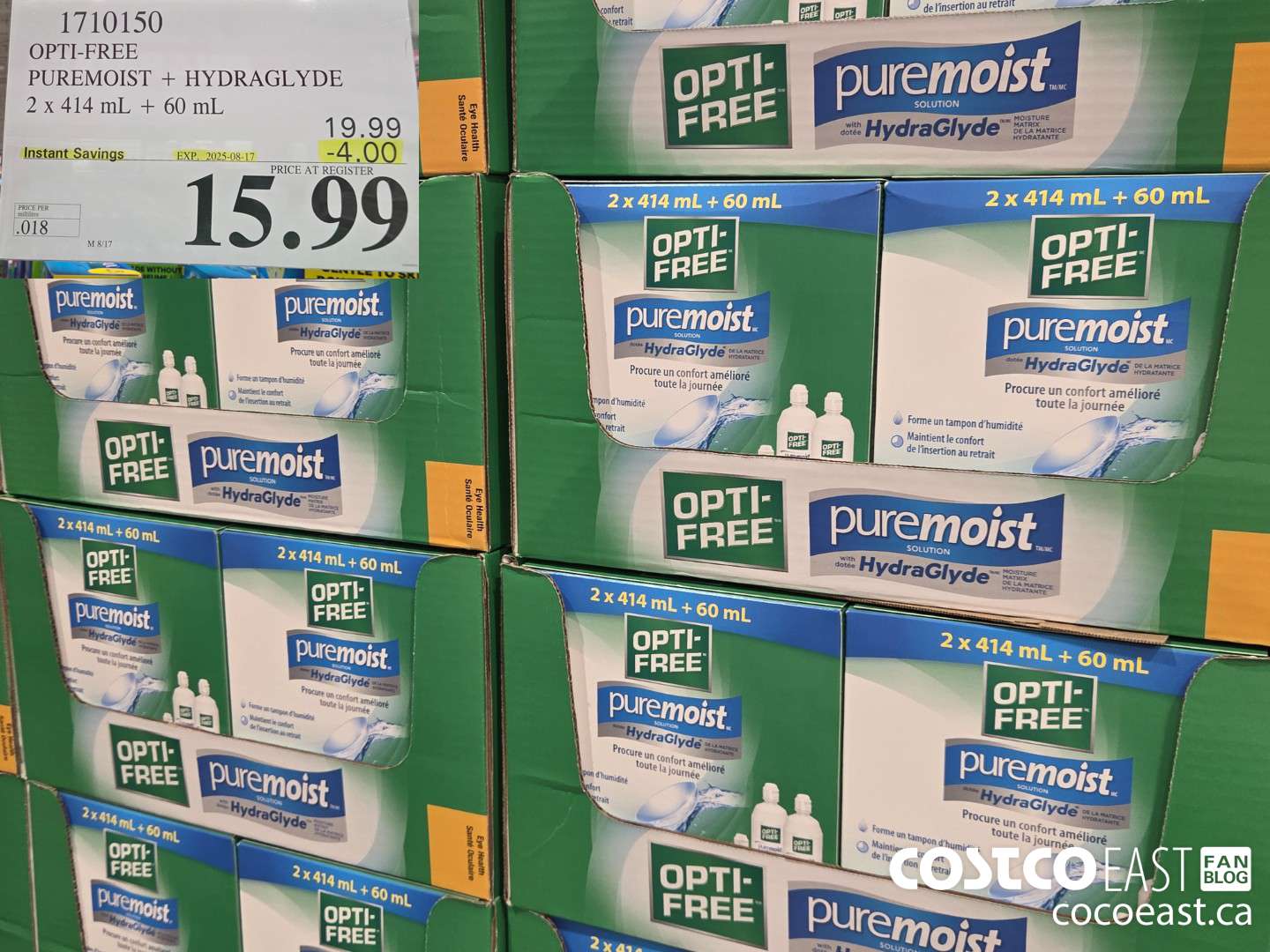 1710150 OPTI-FREE PUREMOIST + HYPERGLIDE 2 X 414 + 60 ml ($4.00 INSTANT SAVINGS EXPIRES ON 2025-08-17) $15.99