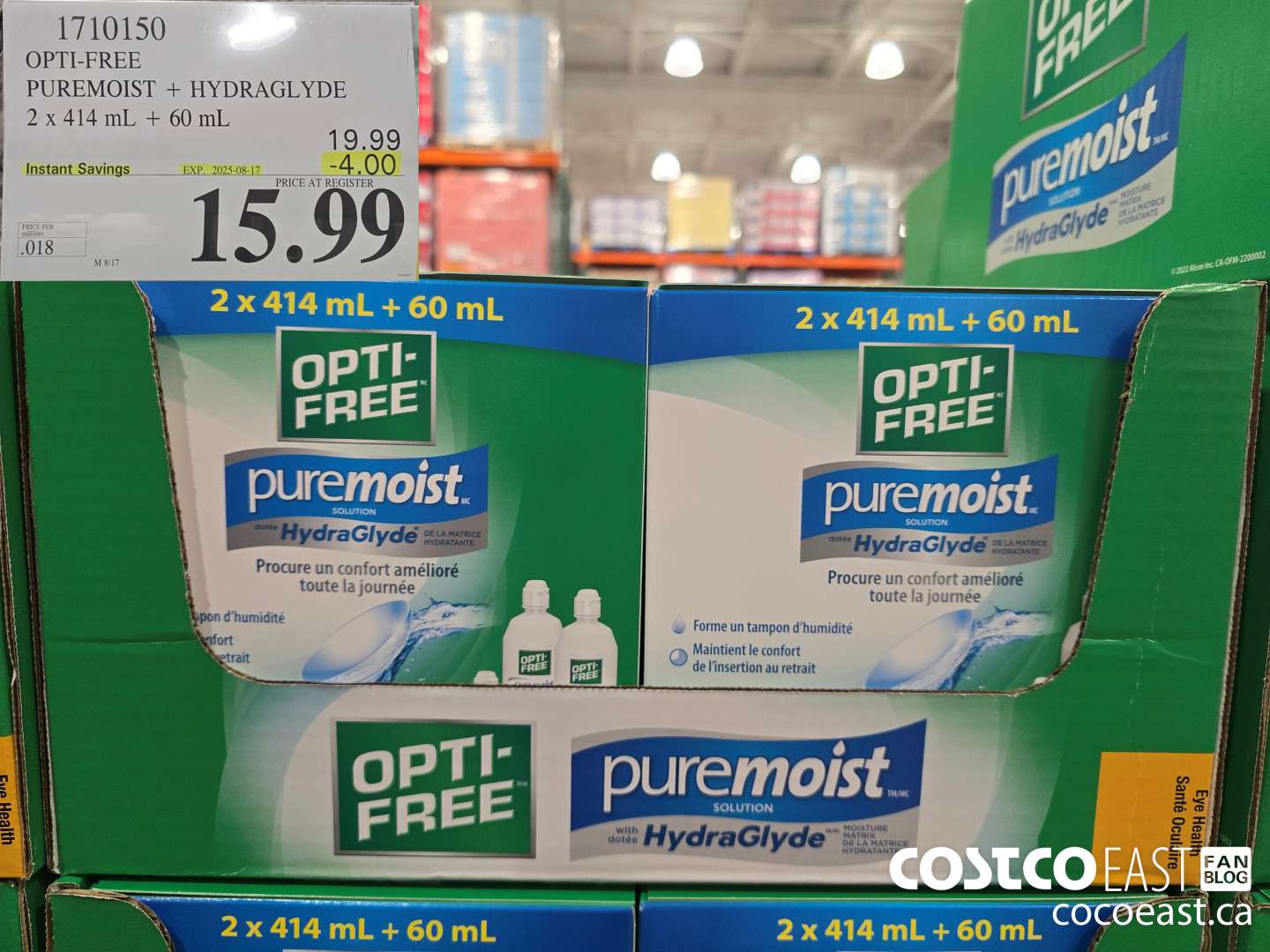 1710150 OPTI-FREE PUREMOIST + HYPERGLIDE 2 X 414 + 60 ml ($4.00 INSTANT SAVINGS EXPIRES ON 2025-08-17) $15.99