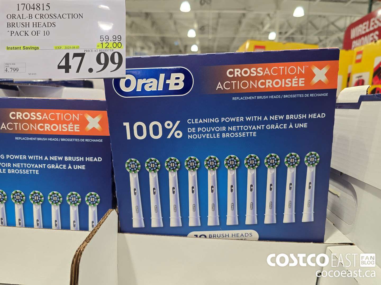 1704815 ORAL-B CROSSACTION BRUSH HEADS PACK OF 10 ($12.00 INSTANT SAVINGS EXPIRES ON 2025-08-03) $47.99