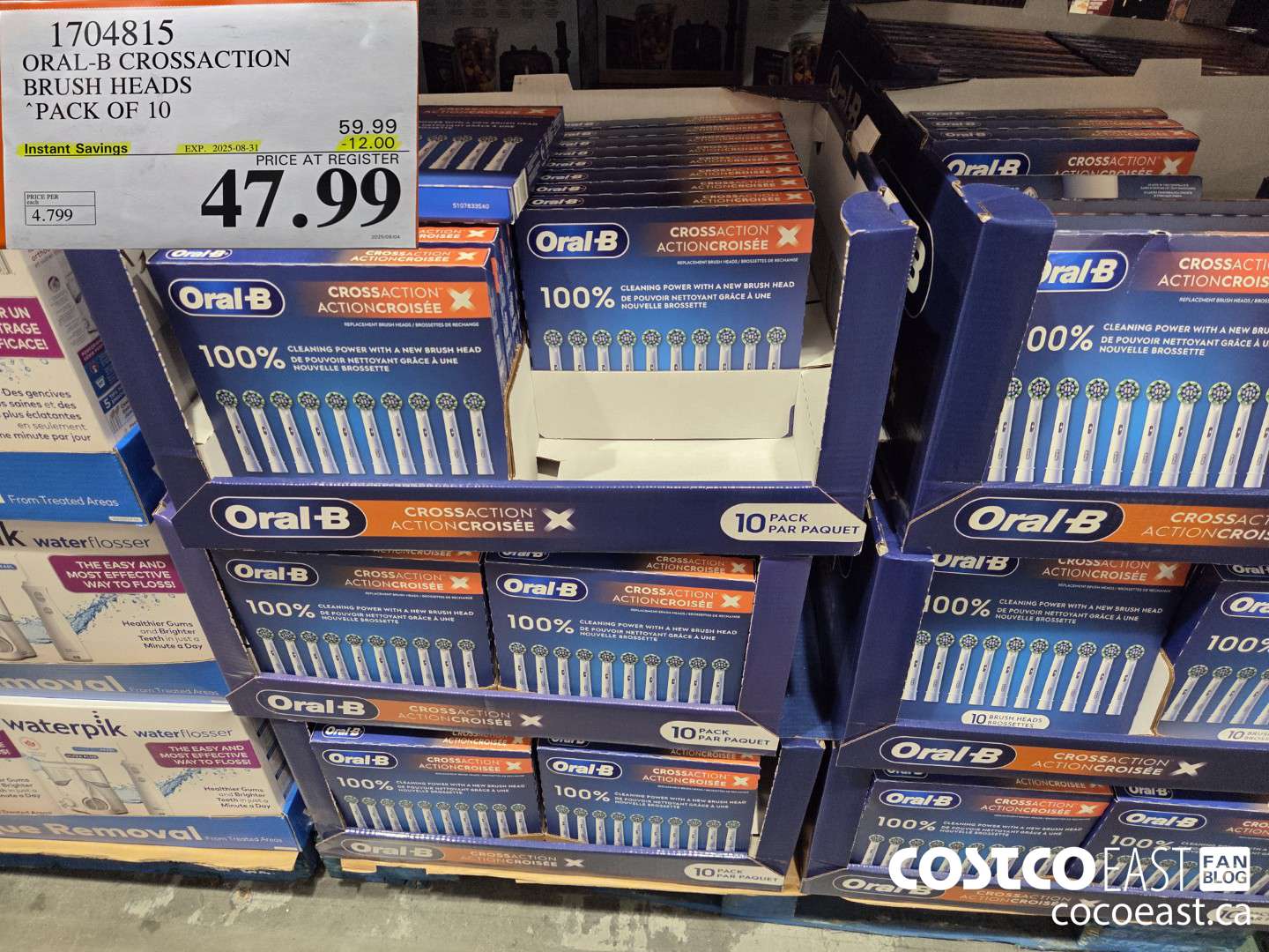 1704815 ORAL-B CROSSACTION BRUSH HEADS PACK OF 10 ($12.00 INSTANT SAVINGS EXPIRES ON 2025-08-31) $47.99