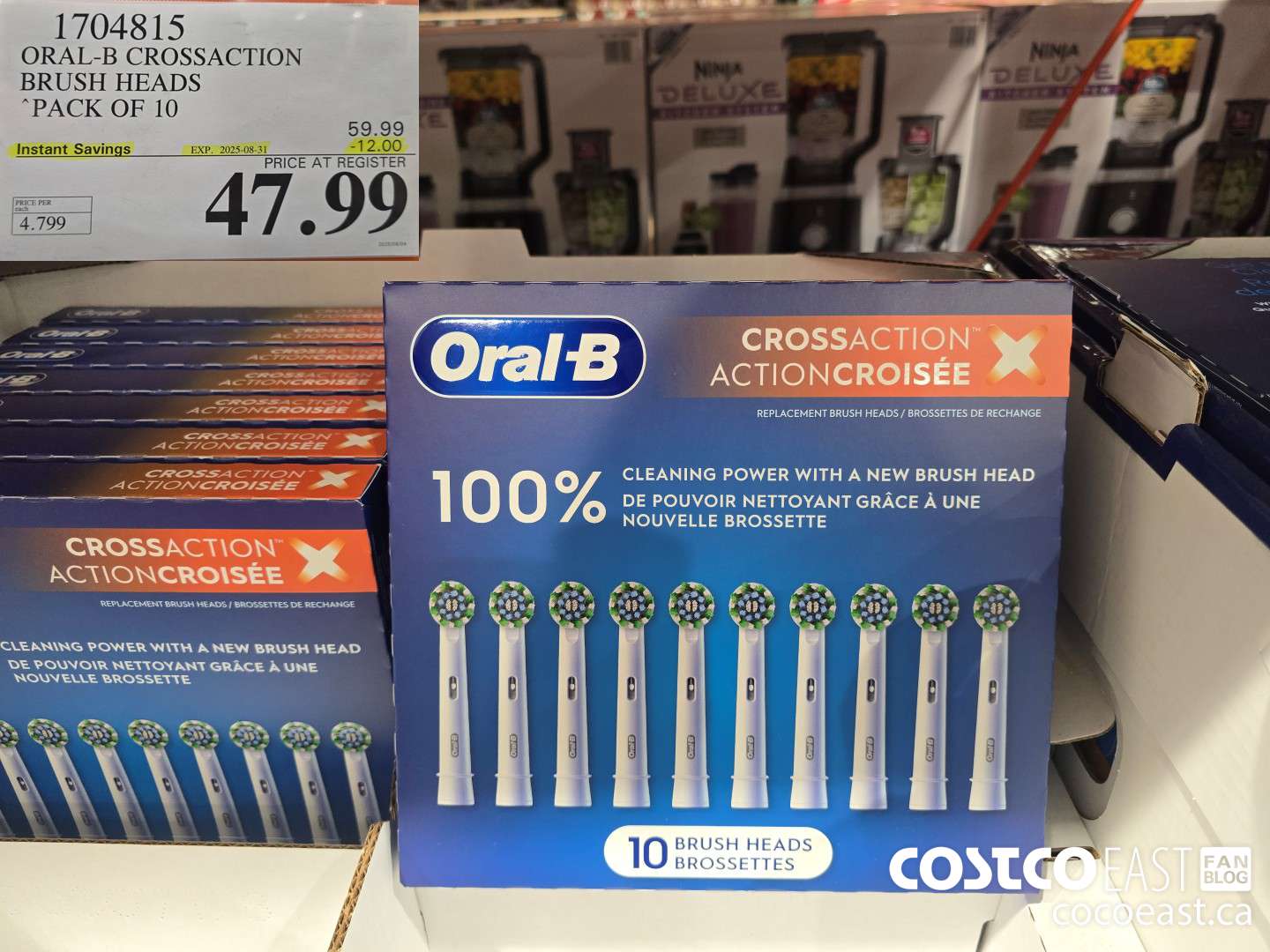 1704815 ORAL-B CROSSACTION BRUSH HEADS PACK OF 10 ($12.00 INSTANT SAVINGS EXPIRES ON 2025-08-31) $47.99