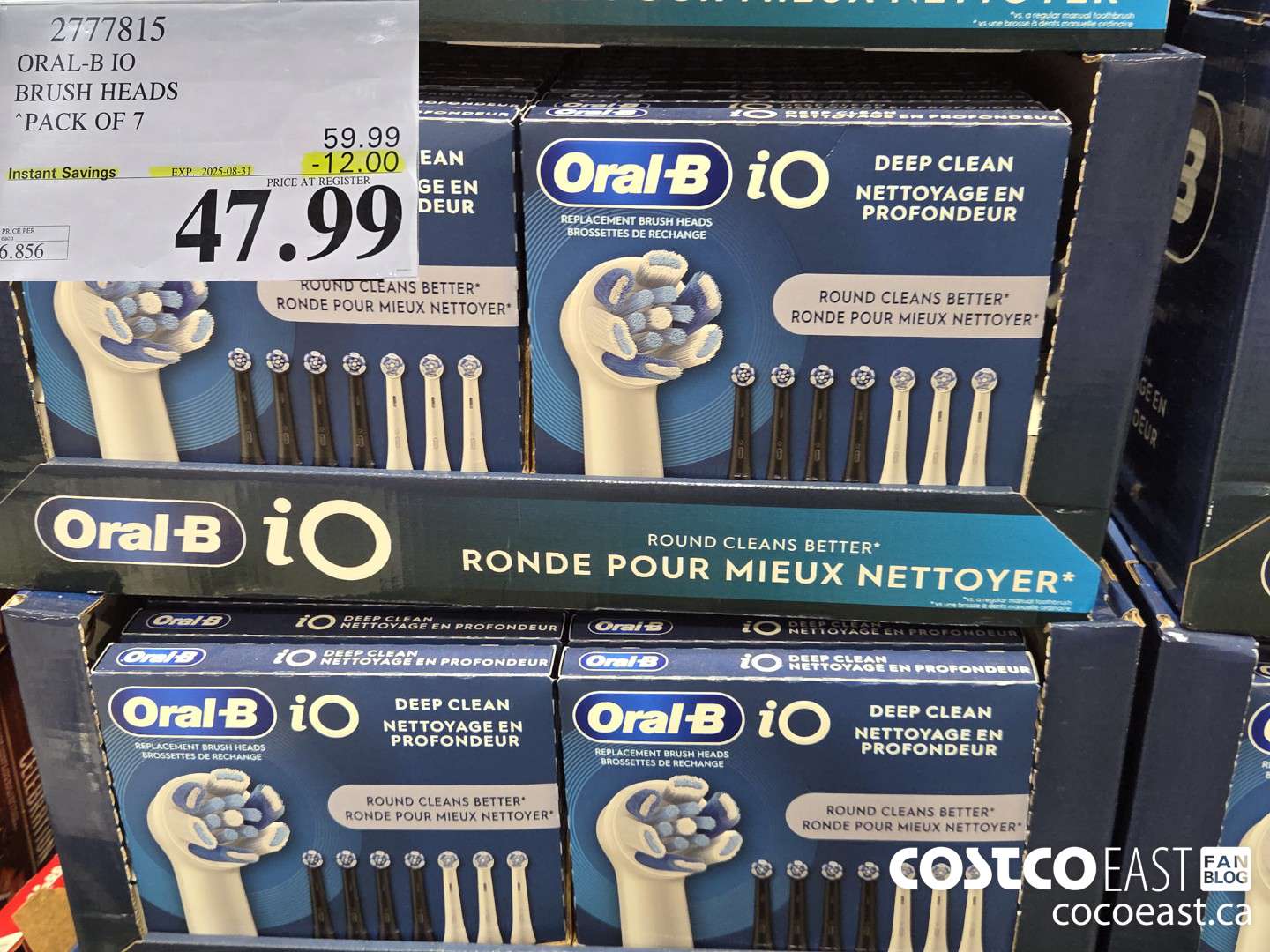 2777815 ORAL-B IO BRUSH HEADS “PACK OF 7 ($12.00 INSTANT SAVINGS EXPIRES ON 2025-08-31) $47.99